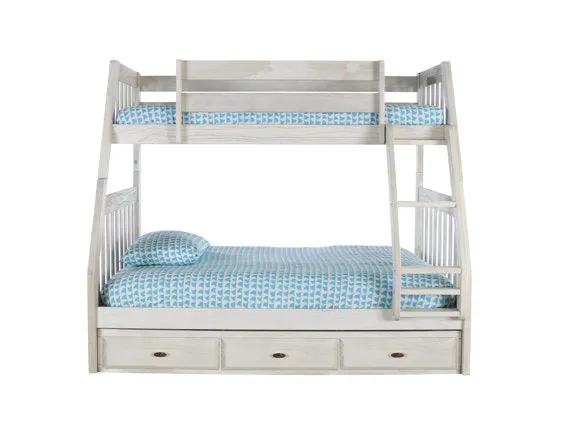 Julia Distressed White Twin over Full Bunk Bed
