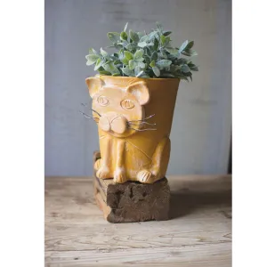 Kalalou Cat Planter,Yellow Clay