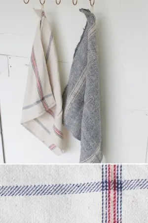 Kalalou  Cotton Kitchen Towels - Red, Blue & Gold Stripe - Set Of 6