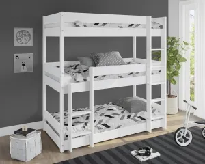 Kennedy Triple Bunk Bed Kids High Sleeper, White