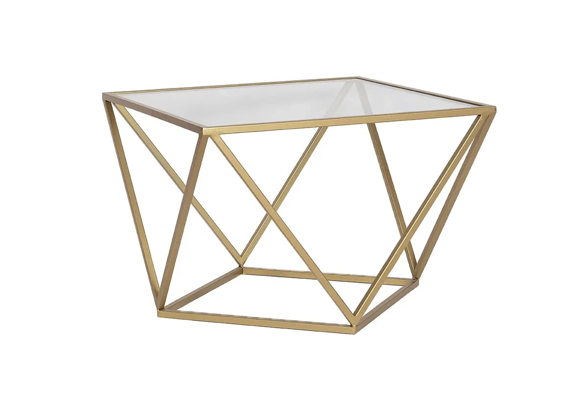 Kraft Bazaar Valerie Gold Coffee Table | Centre Table for living room | Centre table with glass top | (Finish Gold, 8 mm Toughened Glass)