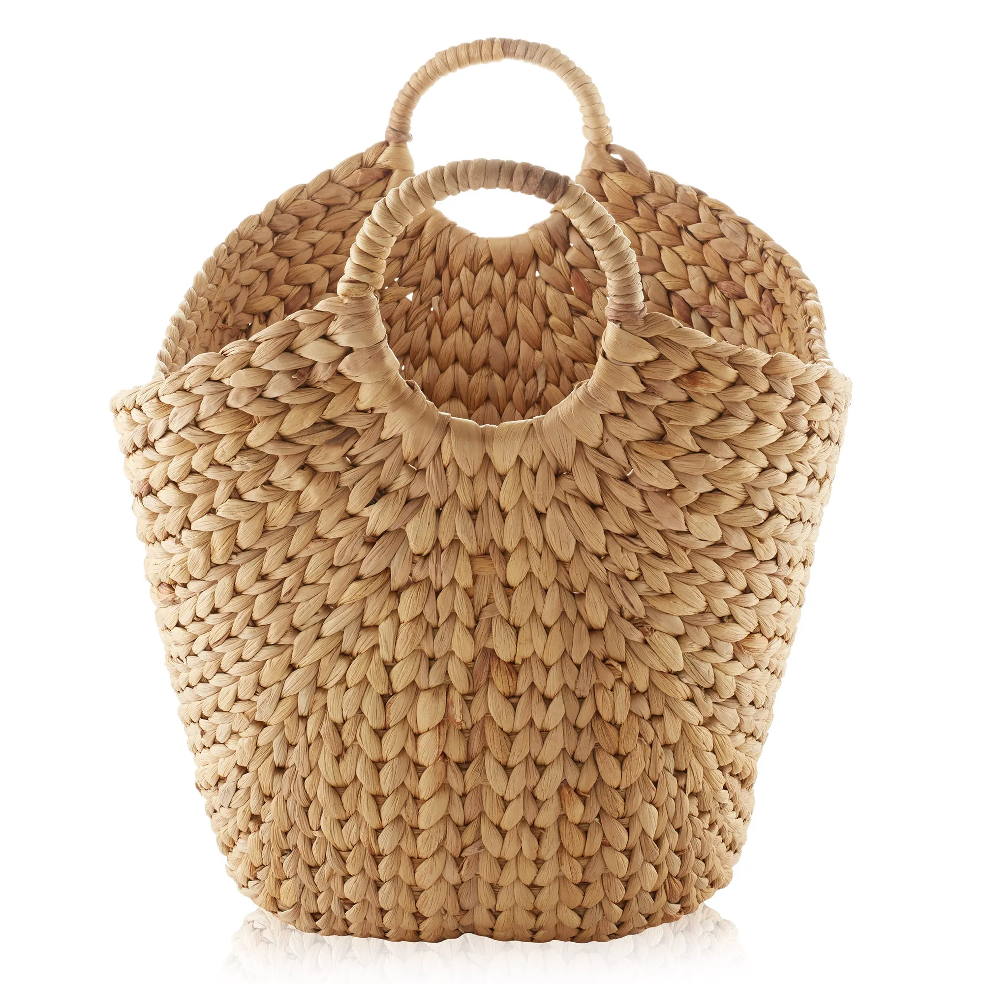 Large Water Hyacinth Boat Basket with Handles