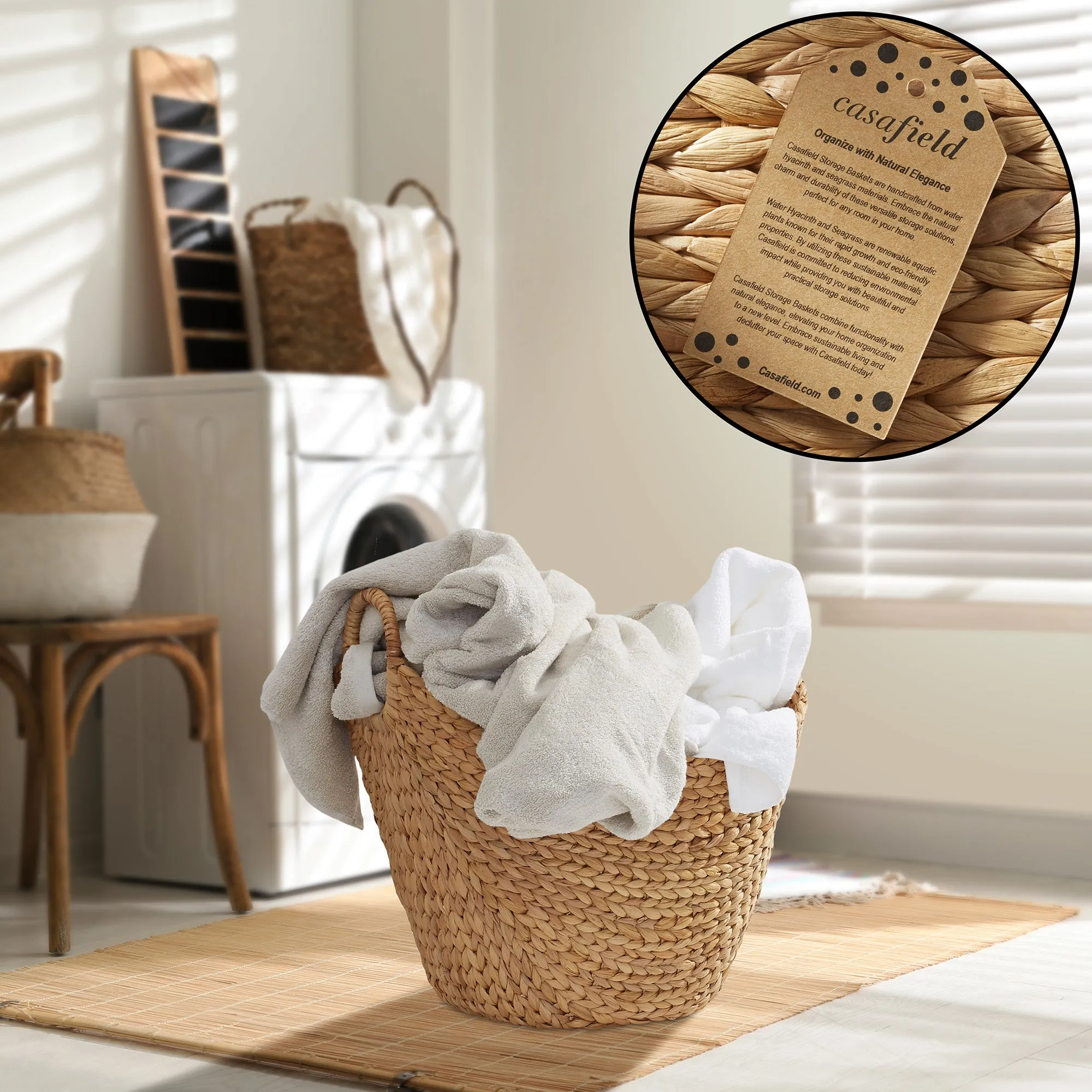 Large Water Hyacinth Boat Basket with Handles