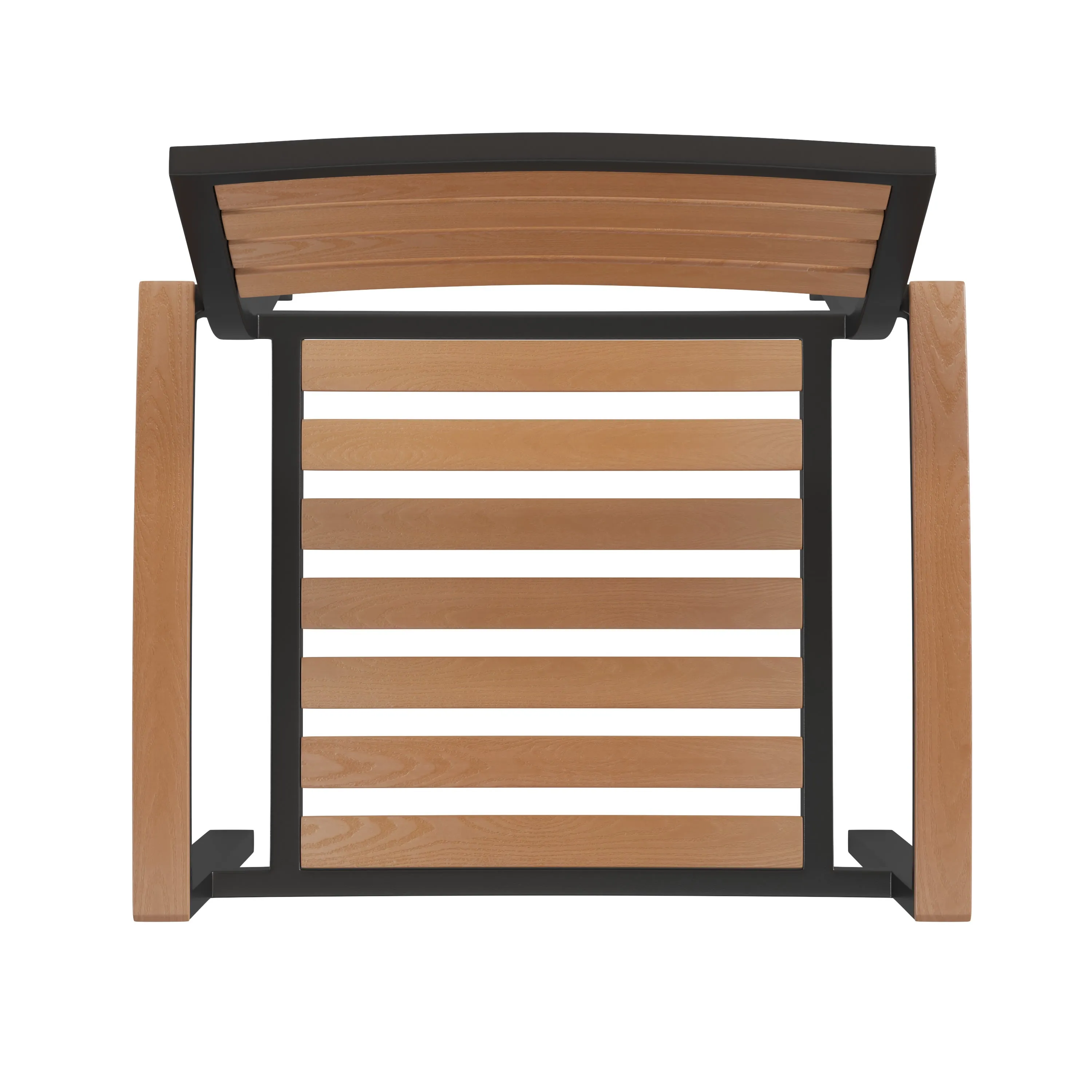 Lark Outdoor Stackable Faux Teak Side Chair - Commercial Grade Aluminum Patio Chair with Synthetic Teak Slats
