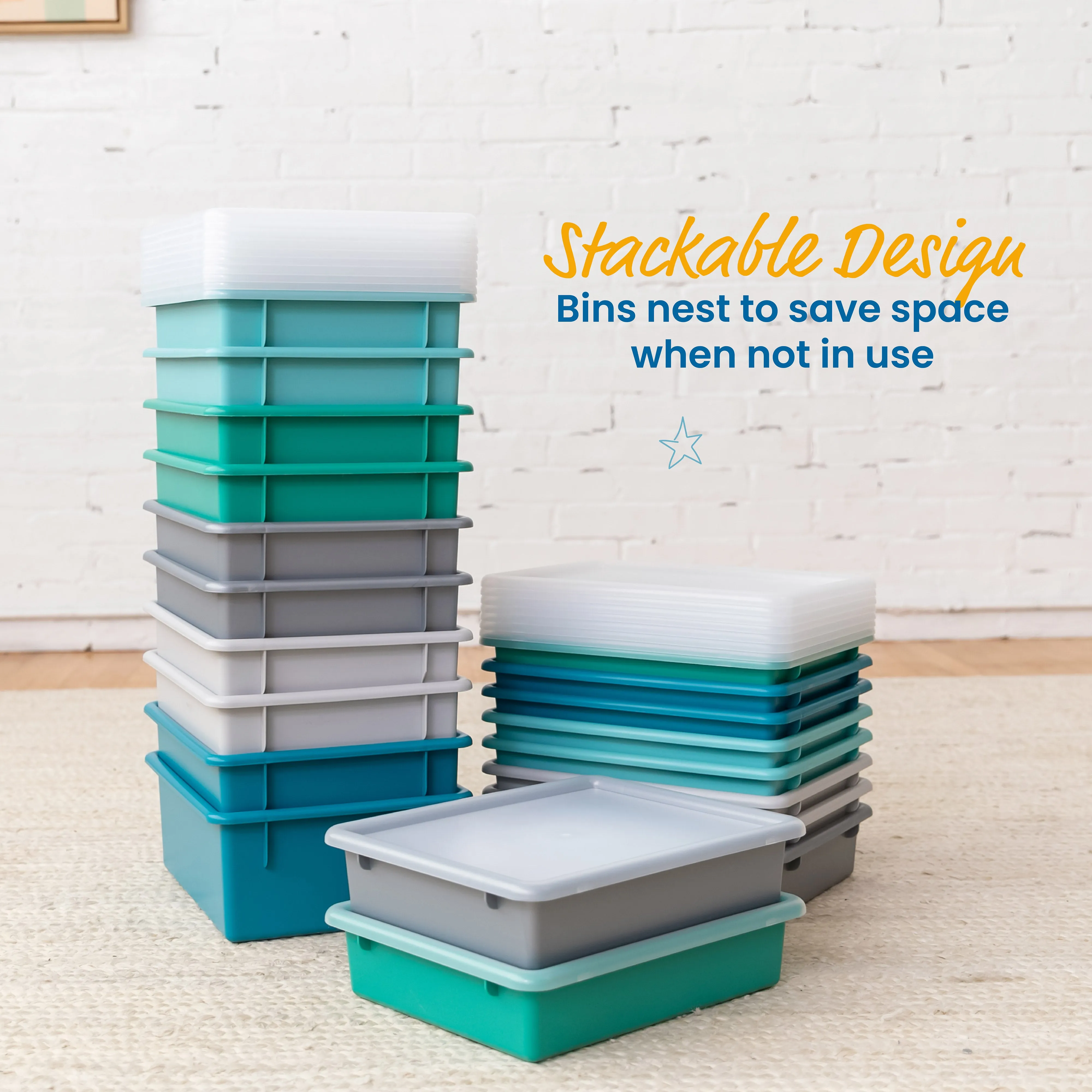 Letter Size Deep Tray with Lid, Storage Bin, 10-Piece