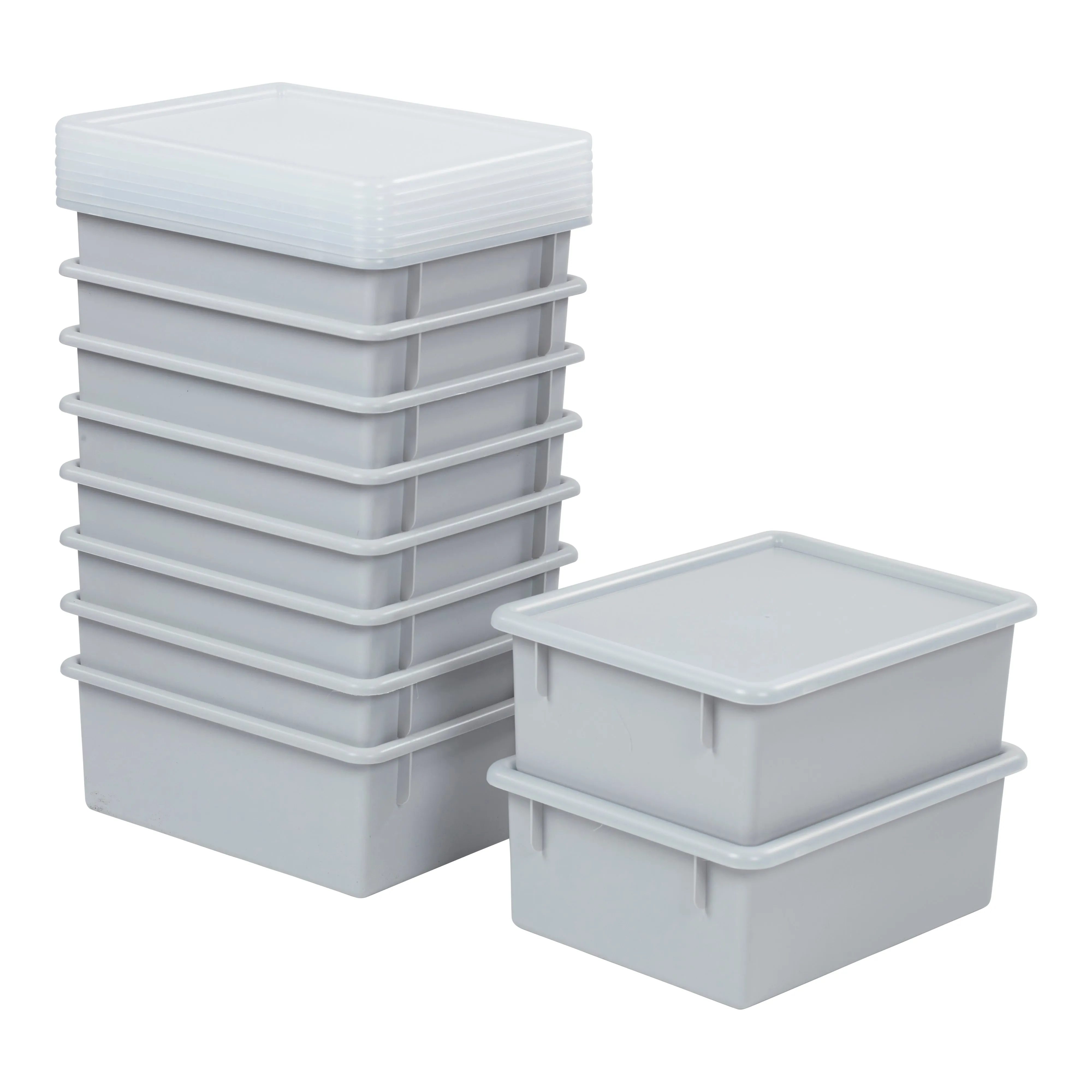 Letter Size Deep Tray with Lid, Storage Bin, 10-Piece