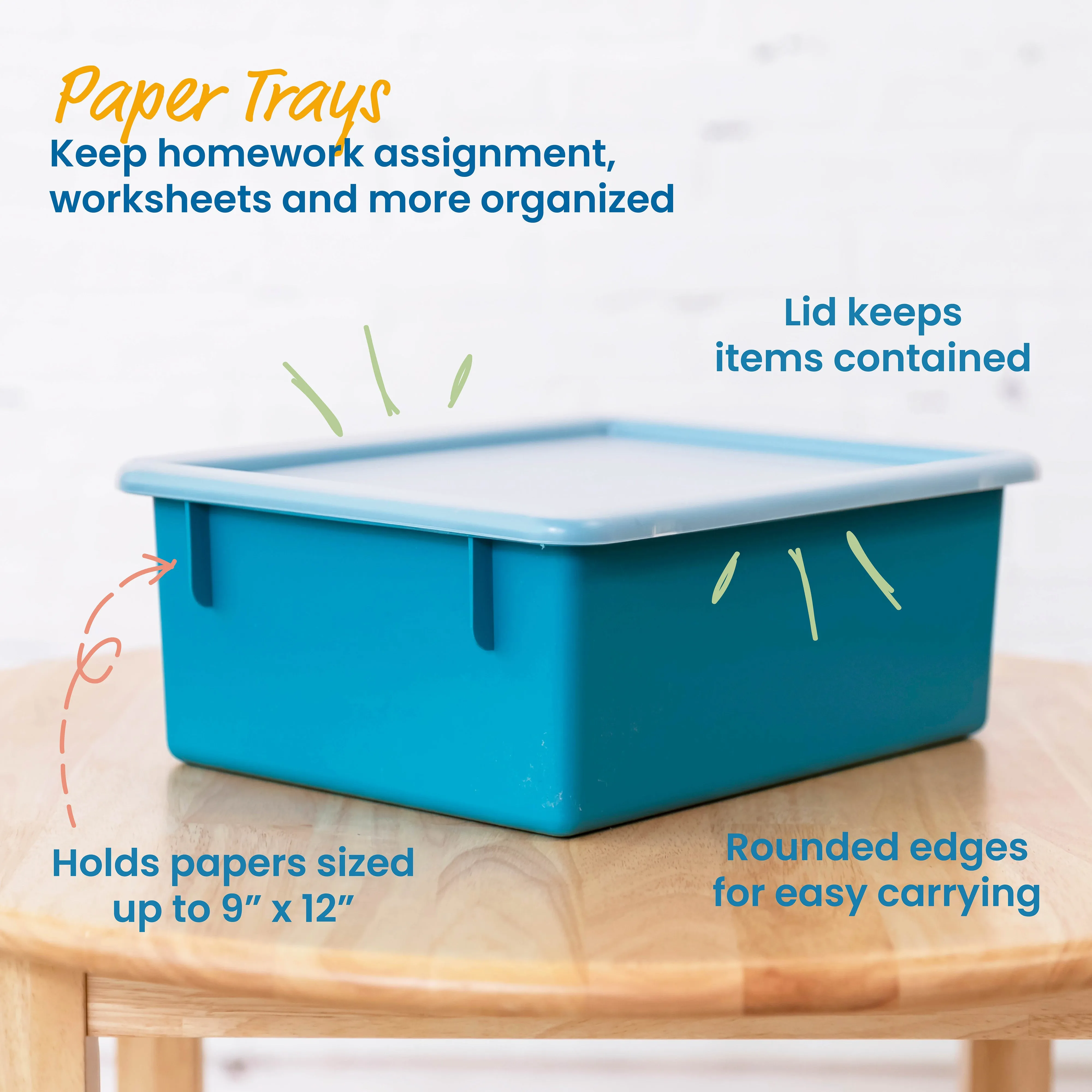 Letter Size Deep Tray with Lid, Storage Bin, 10-Piece