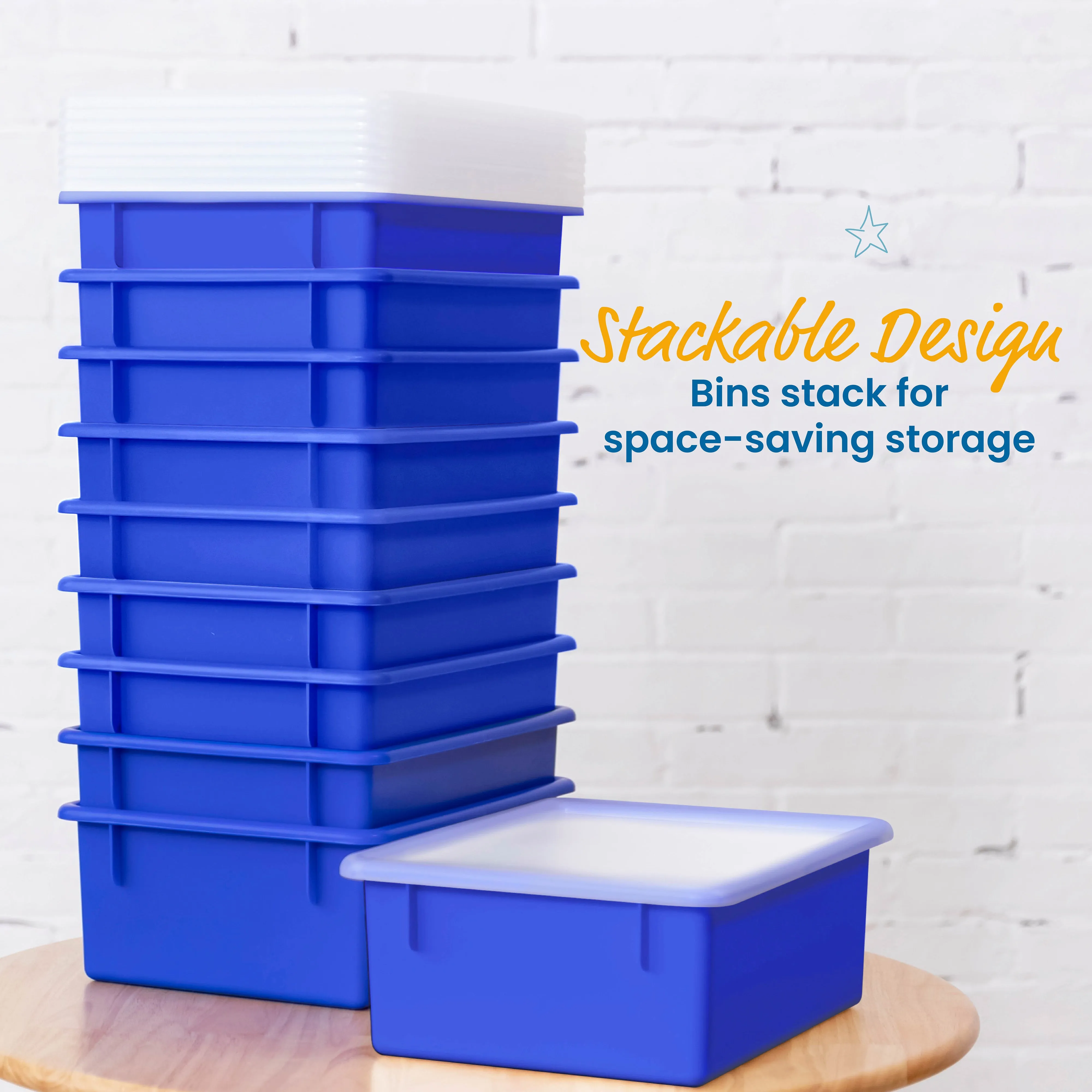 Letter Size Deep Tray with Lid, Storage Bin, 10-Piece