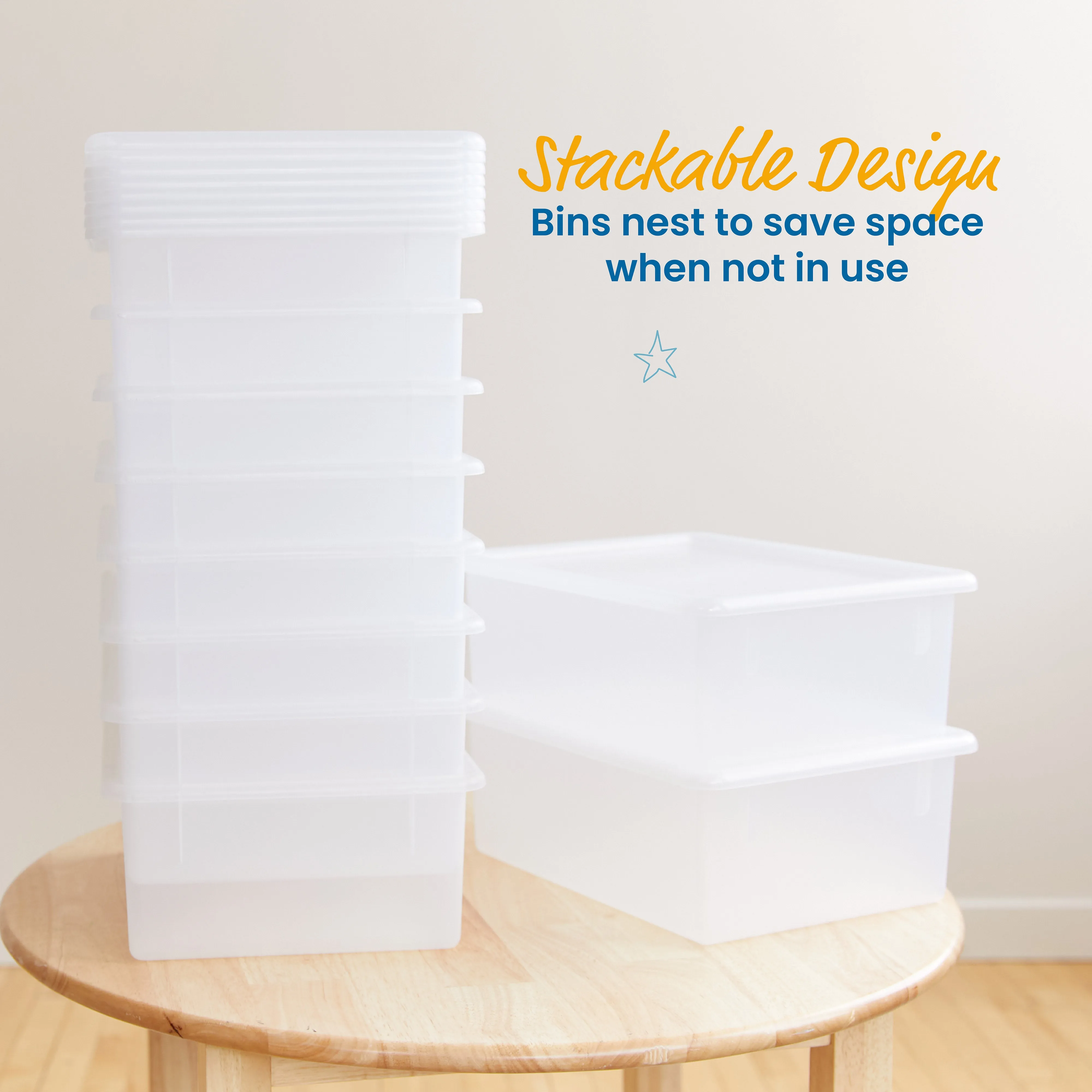 Letter Size Deep Tray with Lid, Storage Bin, 10-Piece