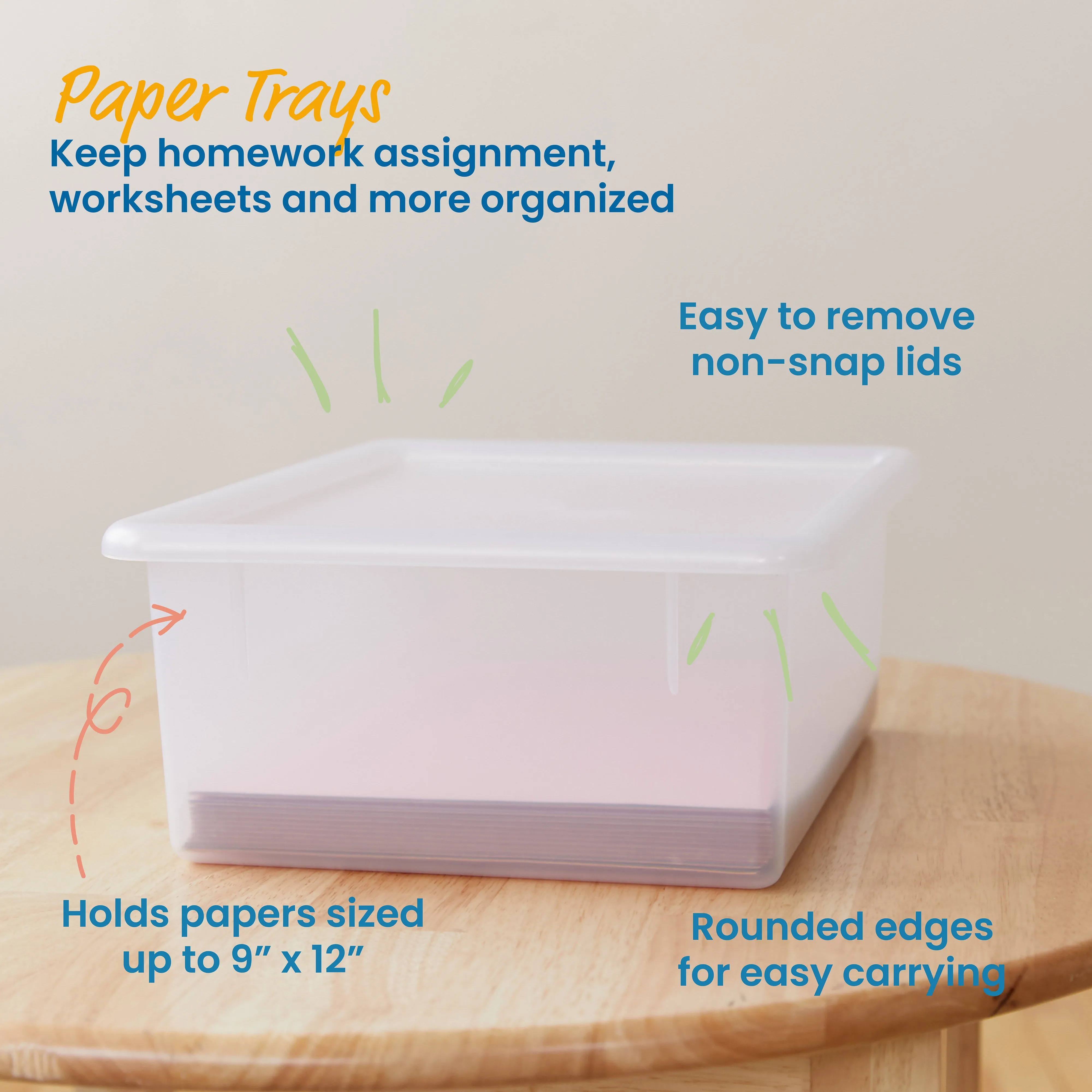 Letter Size Deep Tray with Lid, Storage Bin, 10-Piece