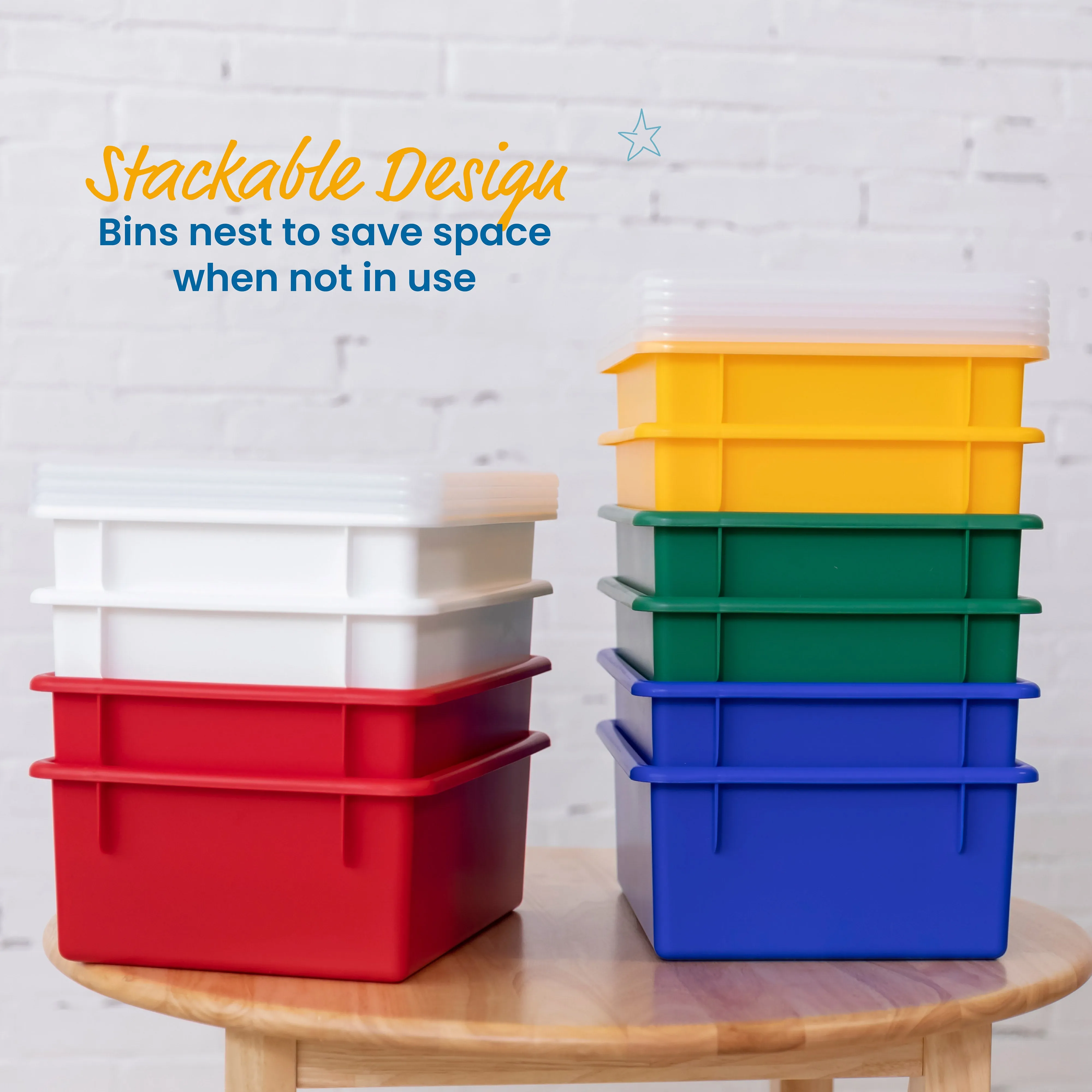 Letter Size Deep Tray with Lid, Storage Bin, 10-Piece