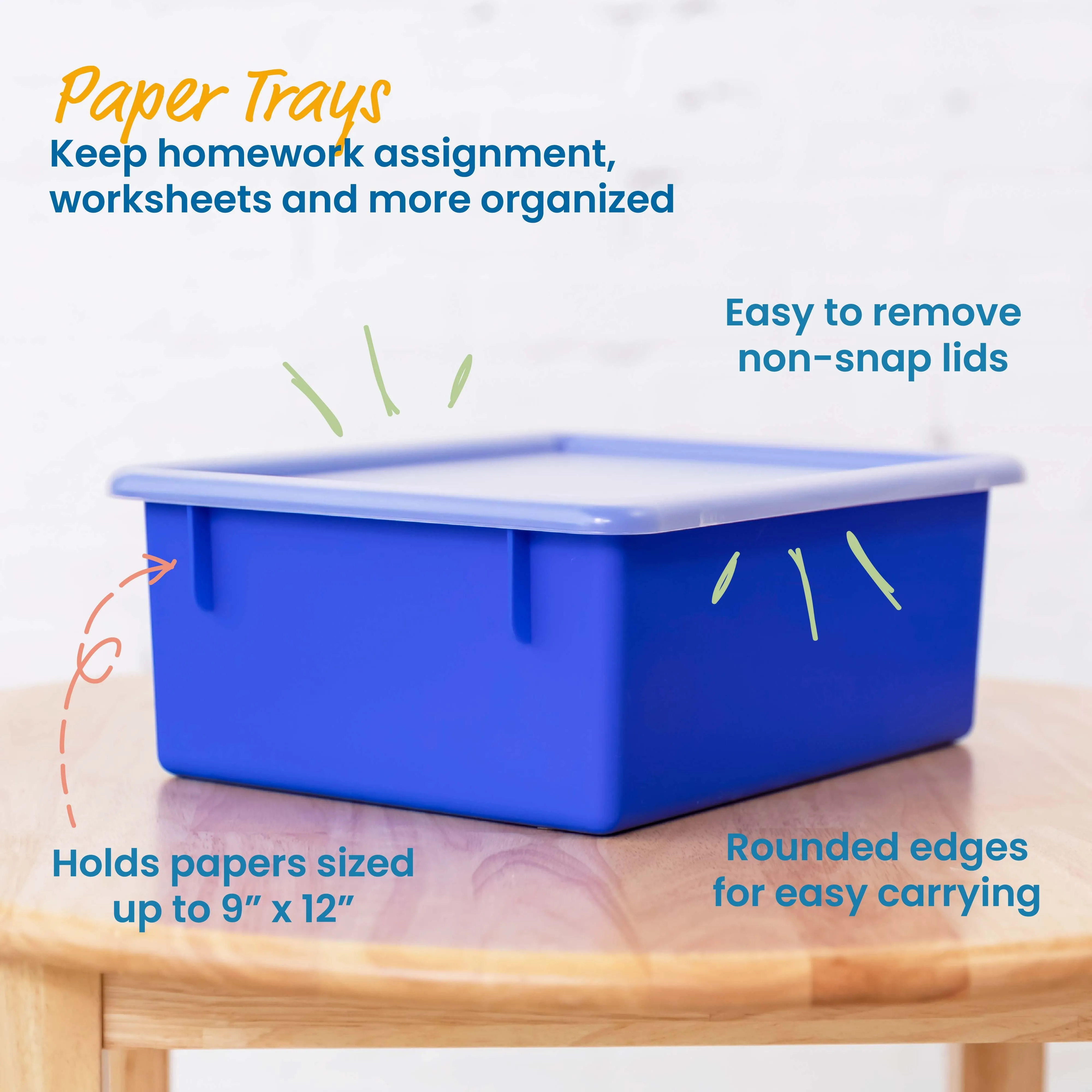Letter Size Deep Tray with Lid, Storage Bin, 10-Piece