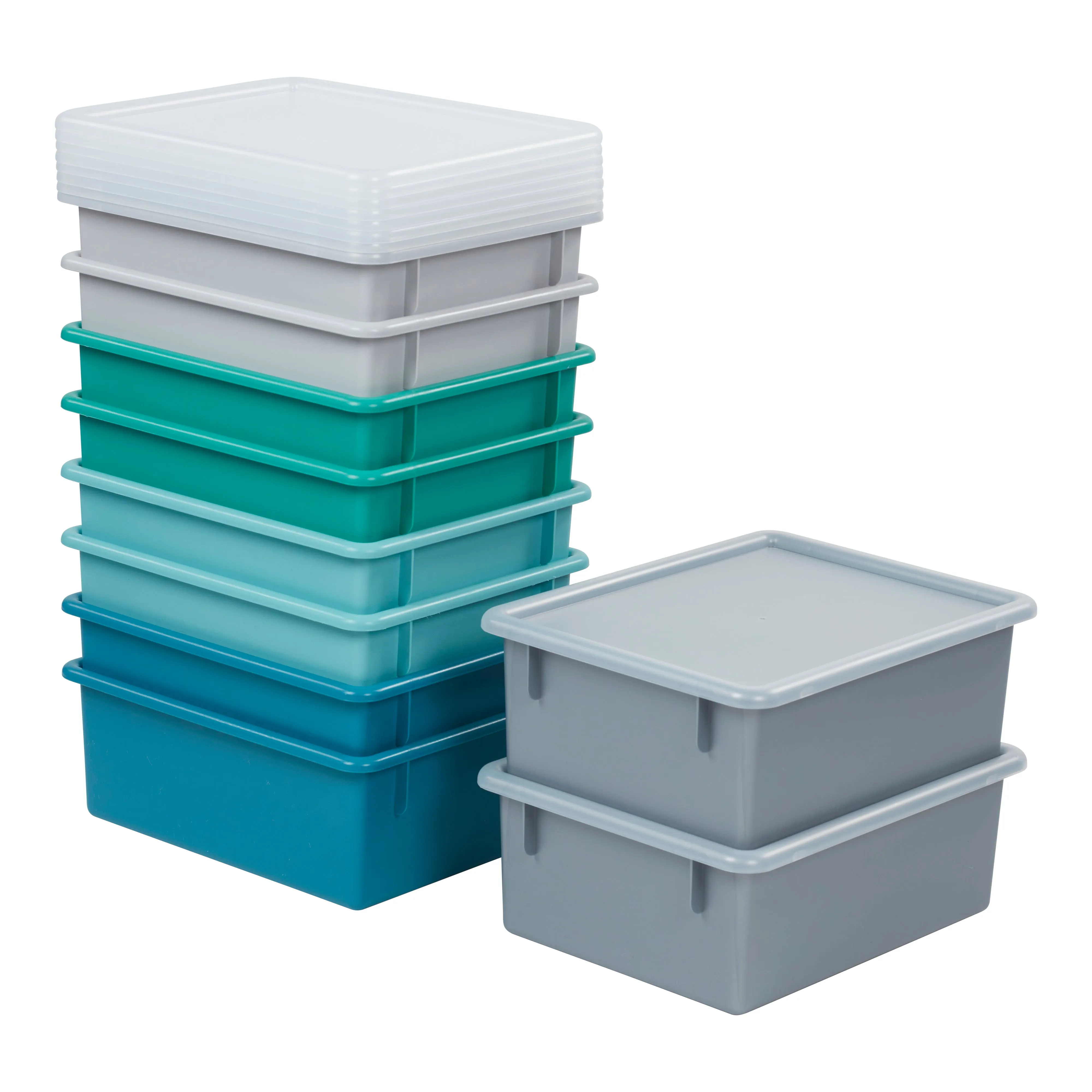 Letter Size Deep Tray with Lid, Storage Bin, 10-Piece