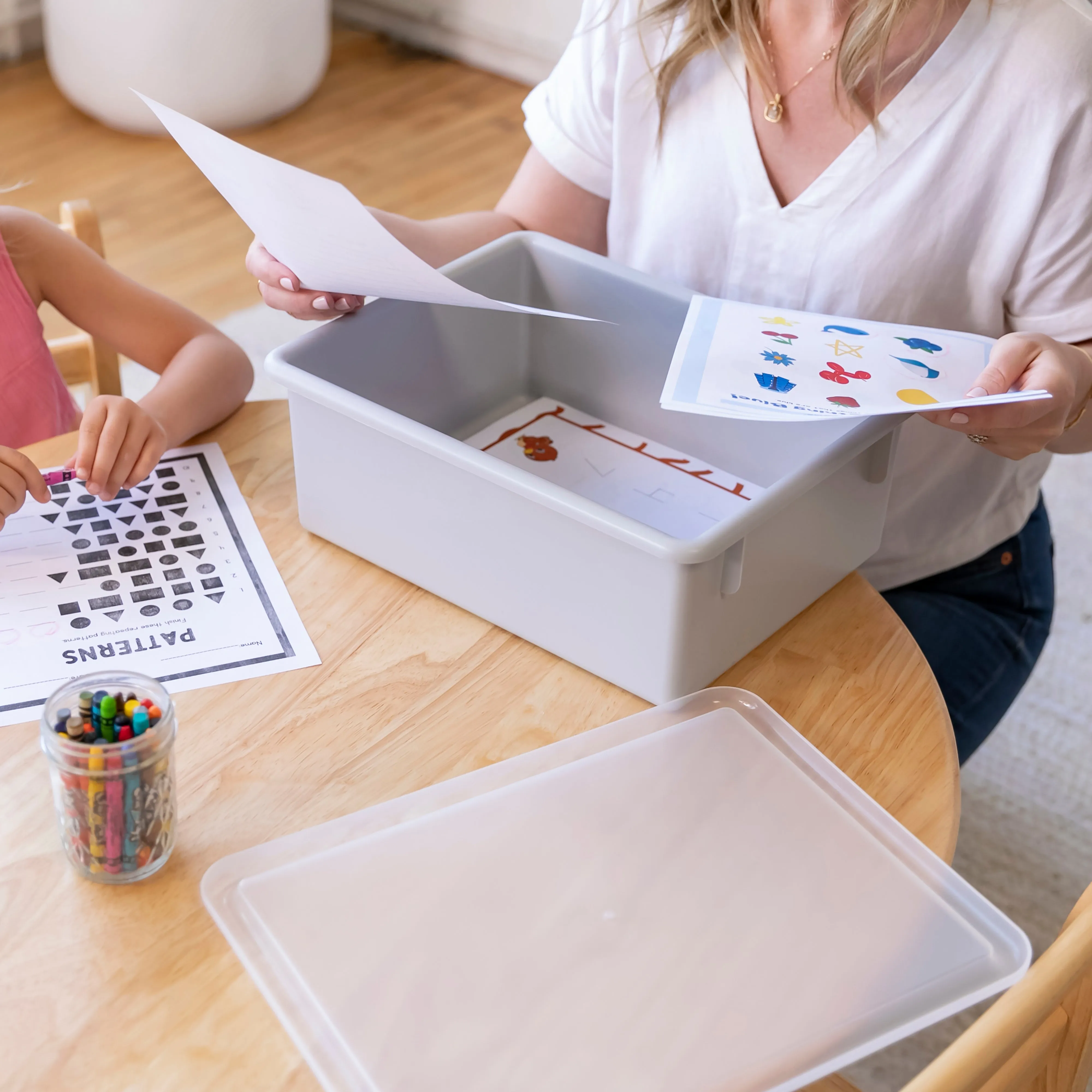 Letter Size Deep Tray with Lid, Storage Bin, 10-Piece