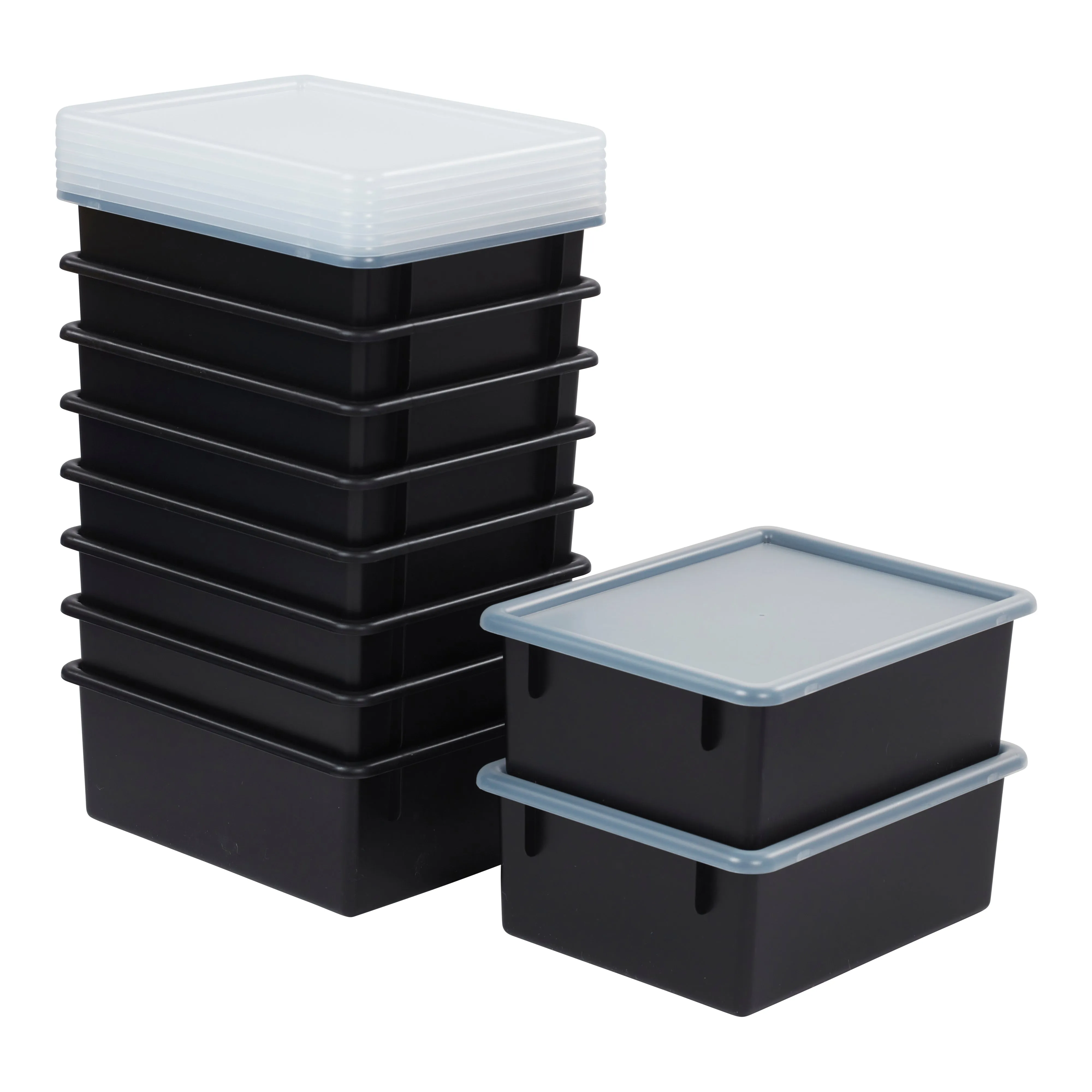 Letter Size Deep Tray with Lid, Storage Bin, 10-Piece