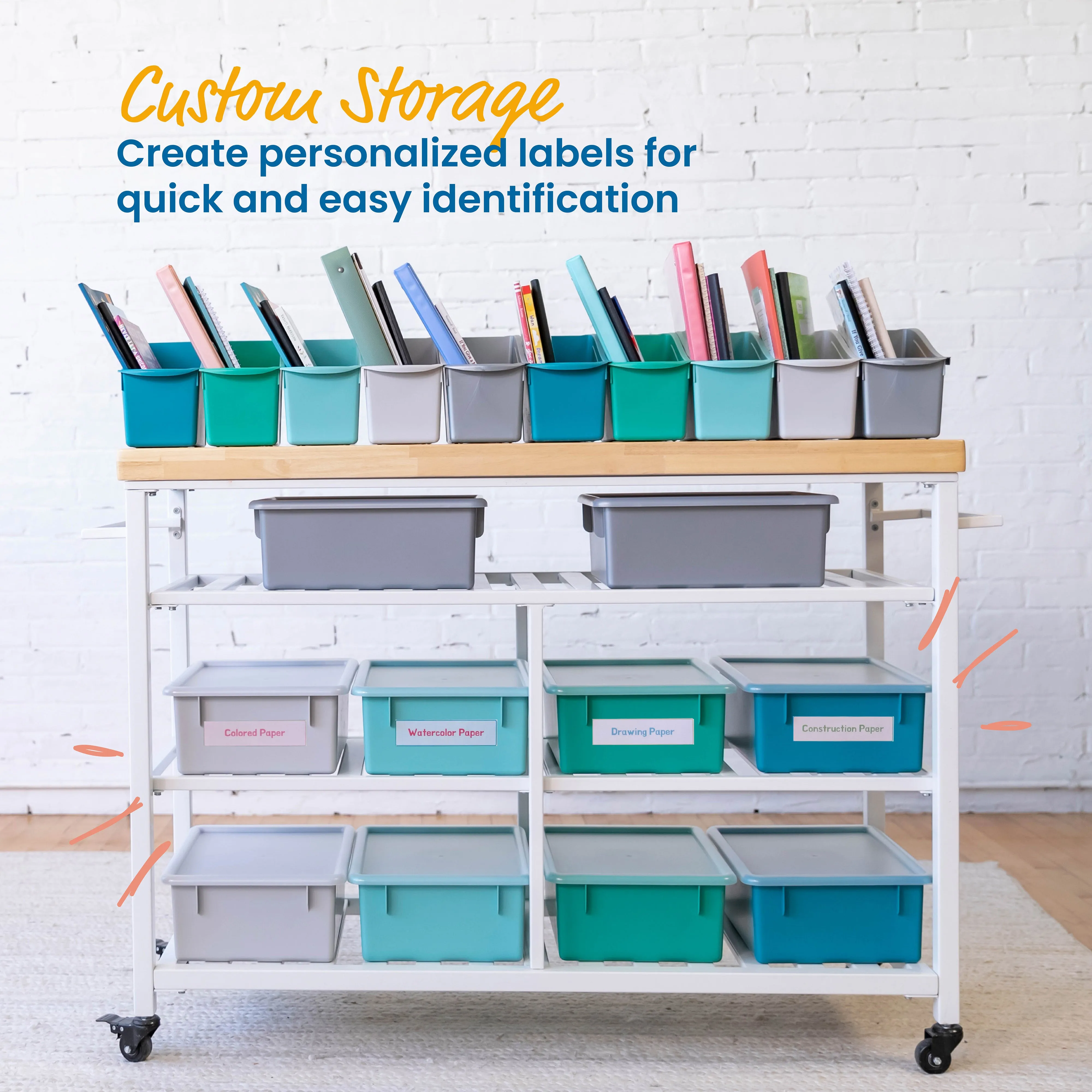 Letter Size Deep Tray with Lid, Storage Bin, 10-Piece