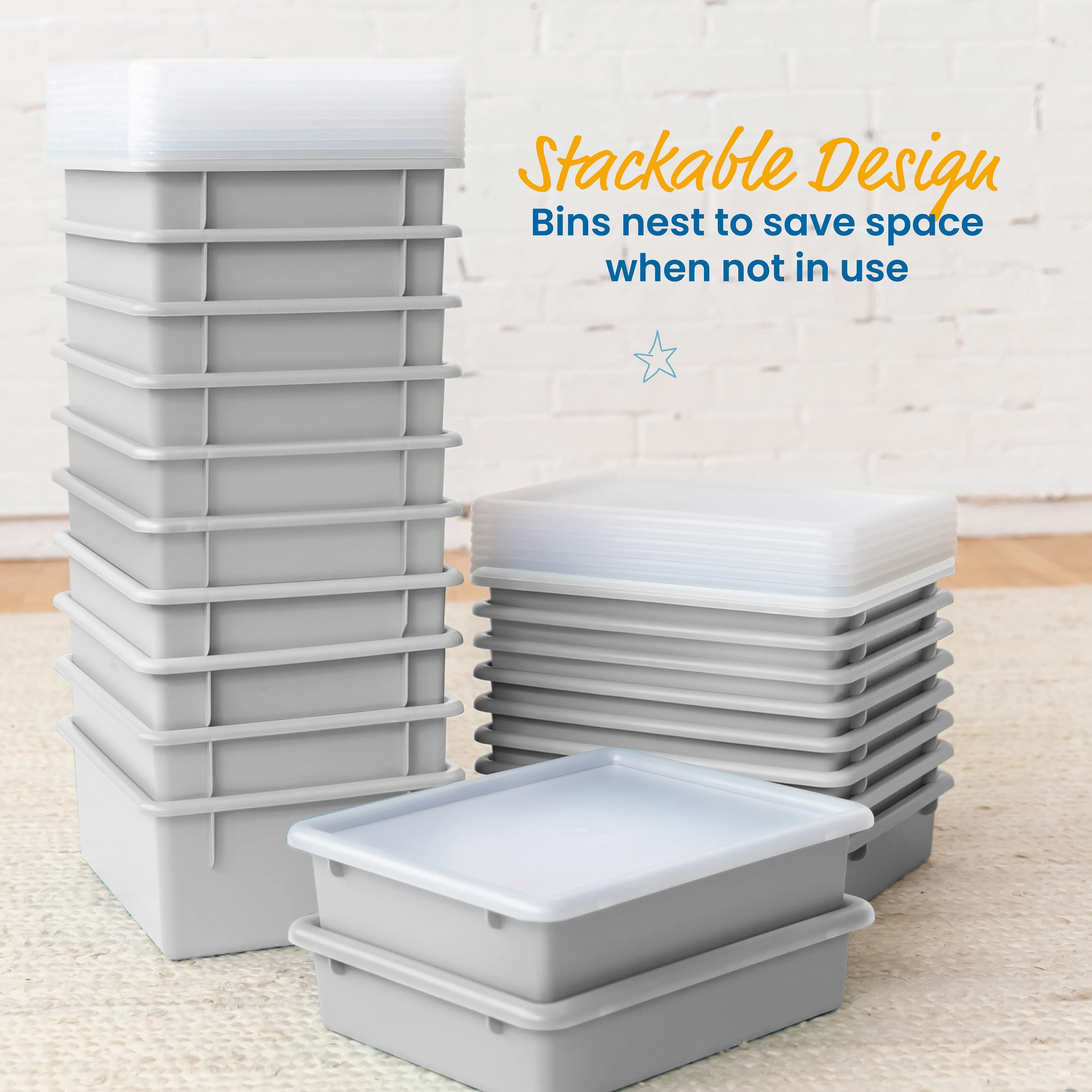 Letter Size Deep Tray with Lid, Storage Bin, 10-Piece