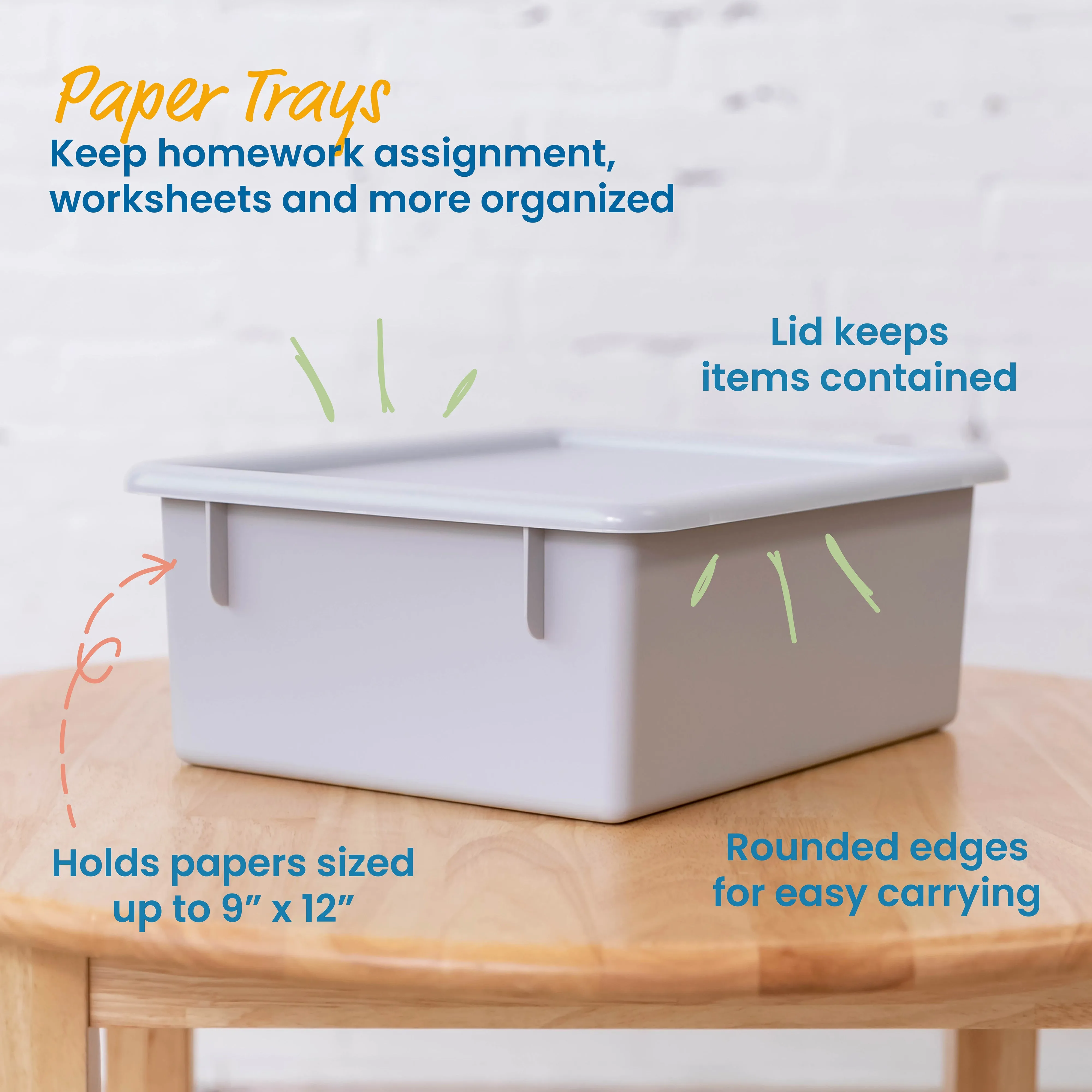 Letter Size Deep Tray with Lid, Storage Bin, 10-Piece
