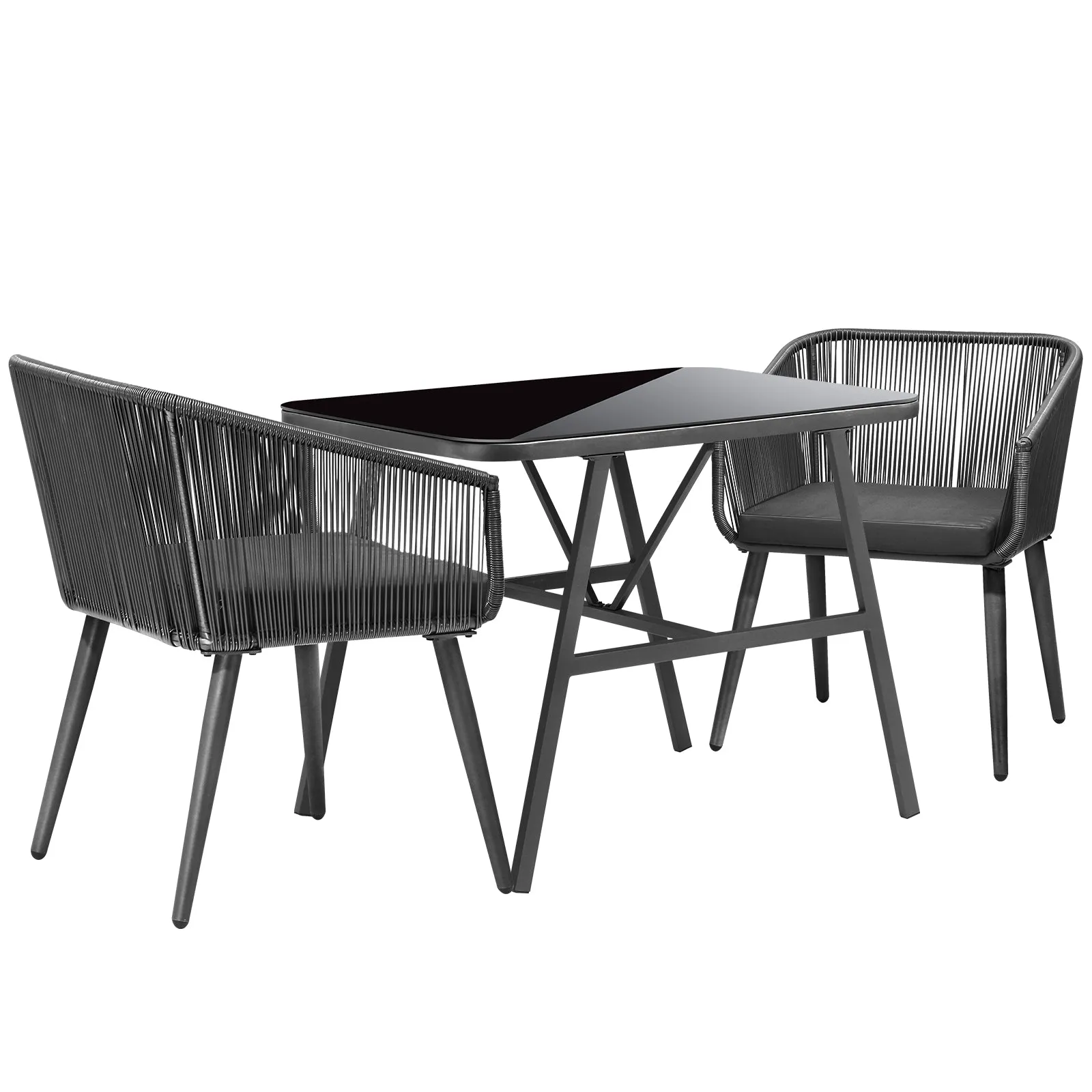 Livsip Outdoor Dining Setting 3 Piece Lounge Patio Furniture Table Chairs Set