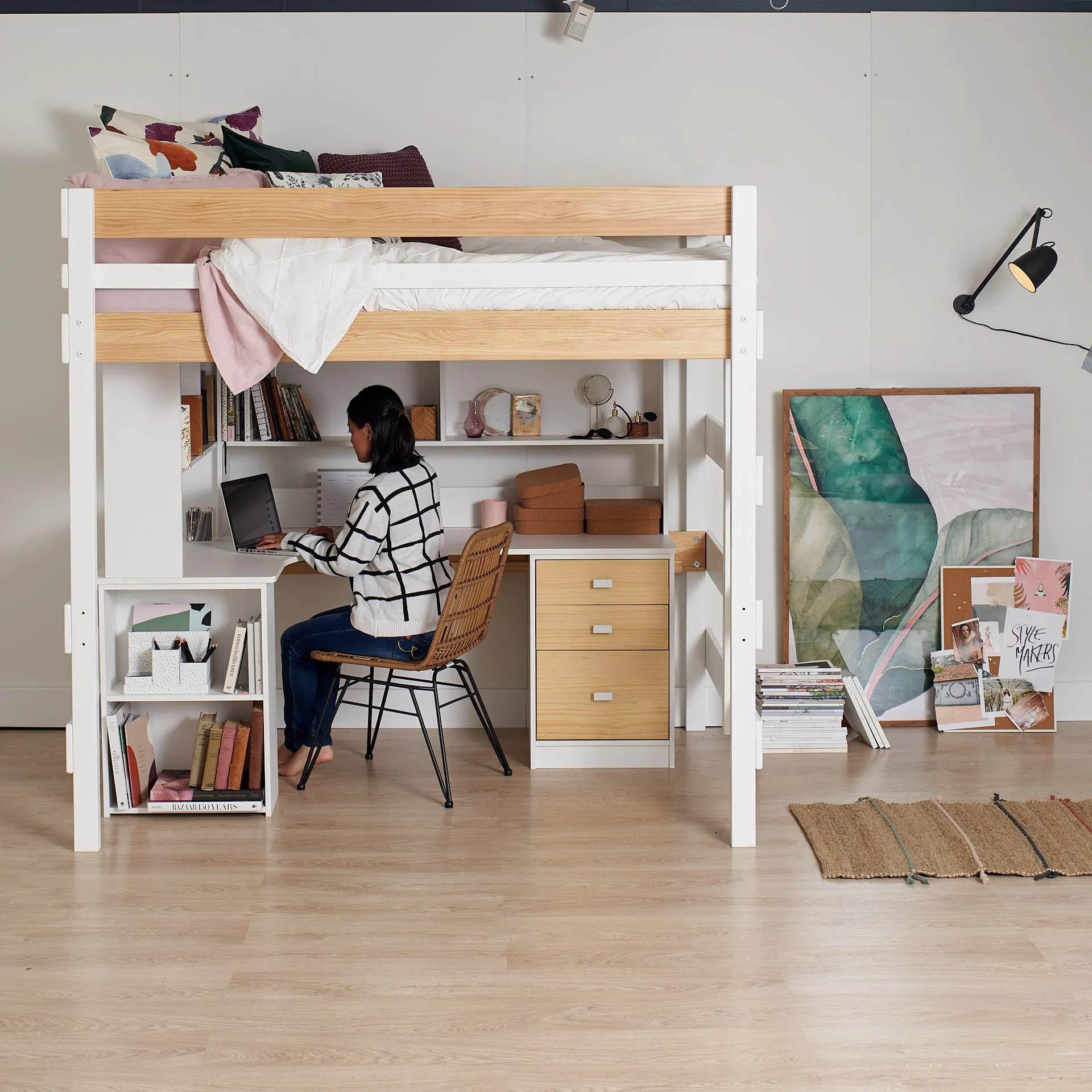 Loft Bed Corner Desk Space Saver