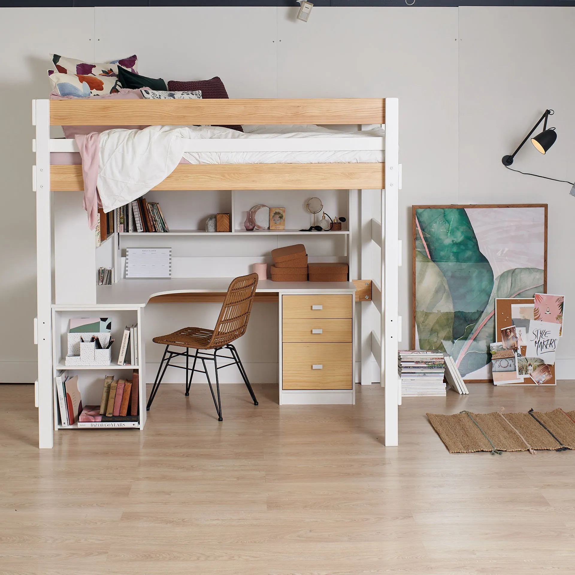 Loft Bed Corner Desk Space Saver