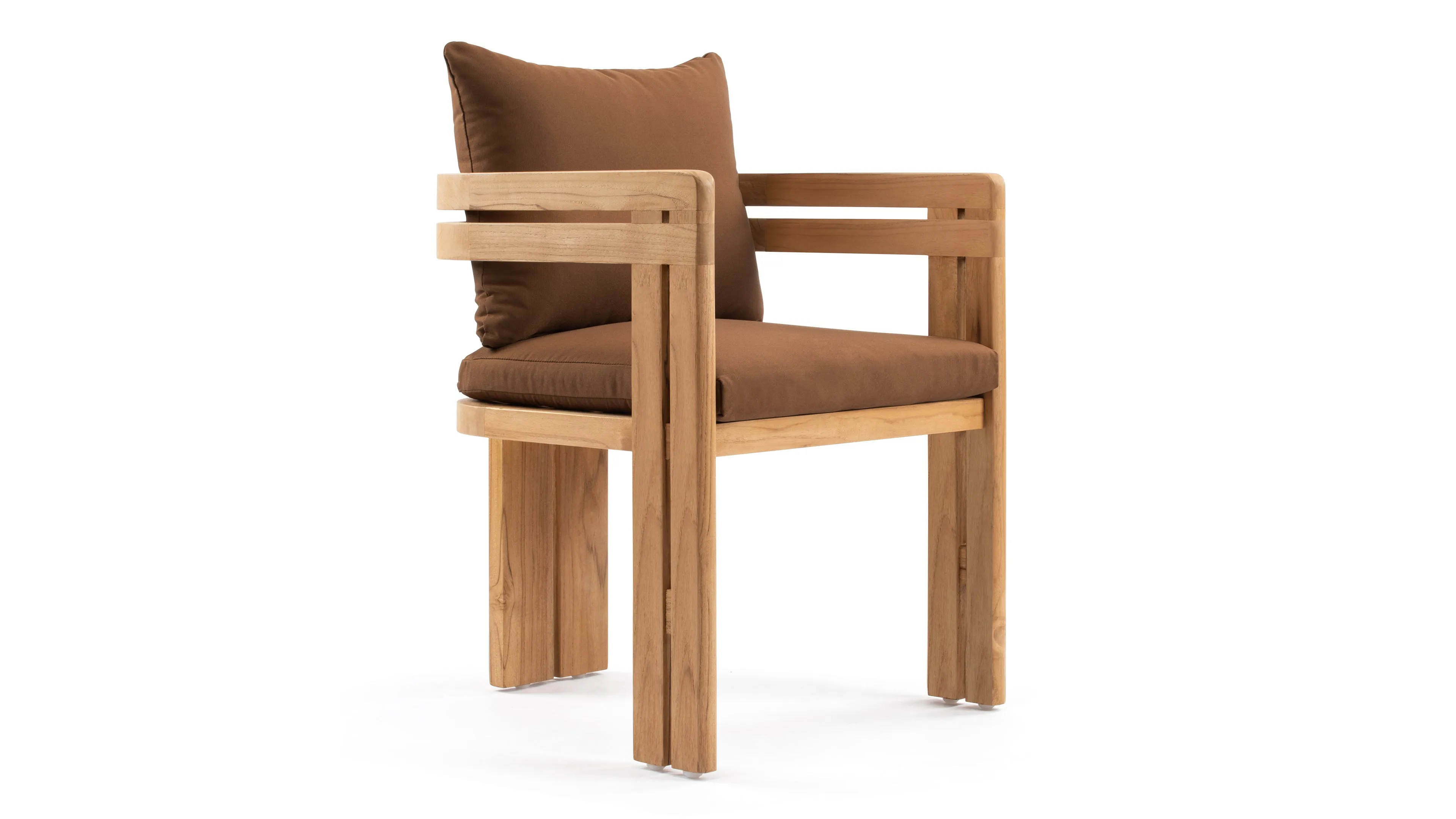 Lusso - Lusso Outdoor Dining Chair, Natural Teak with Mocha Cushions