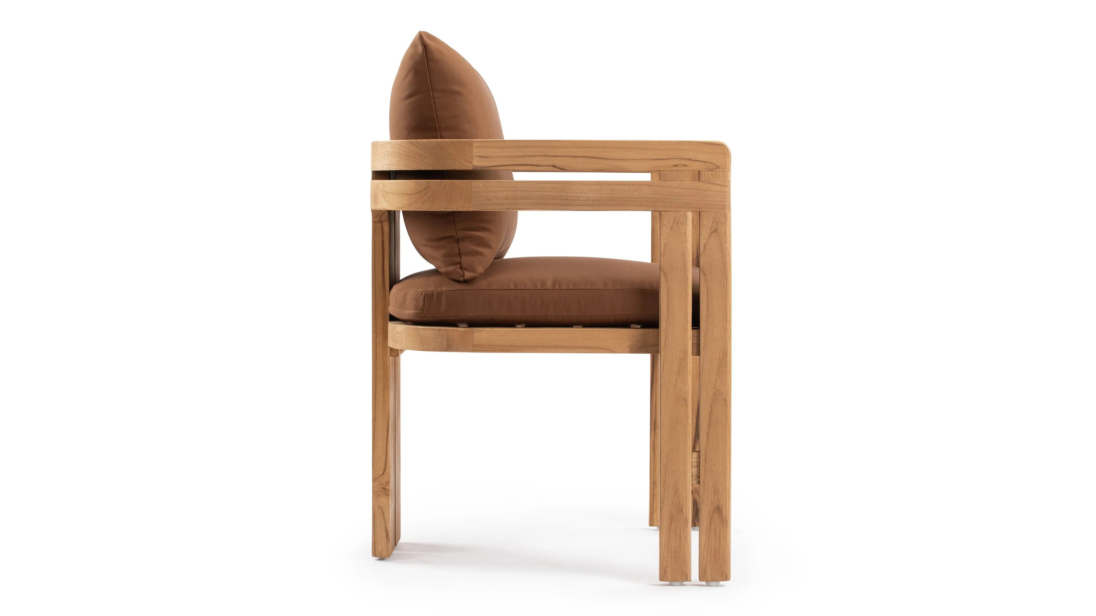 Lusso - Lusso Outdoor Dining Chair, Natural Teak with Mocha Cushions
