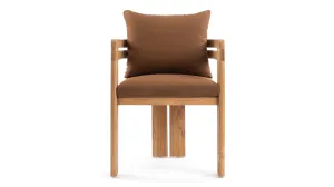 Lusso - Lusso Outdoor Dining Chair, Natural Teak with Mocha Cushions