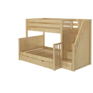 Medium Twin over Full Bunk Bed with Stairs and Trundle Drawer