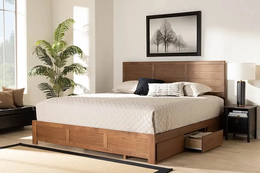 Mellisa Ash Walnut Brown Finished Wood 3-Drawer Platform Storage Bed (King)