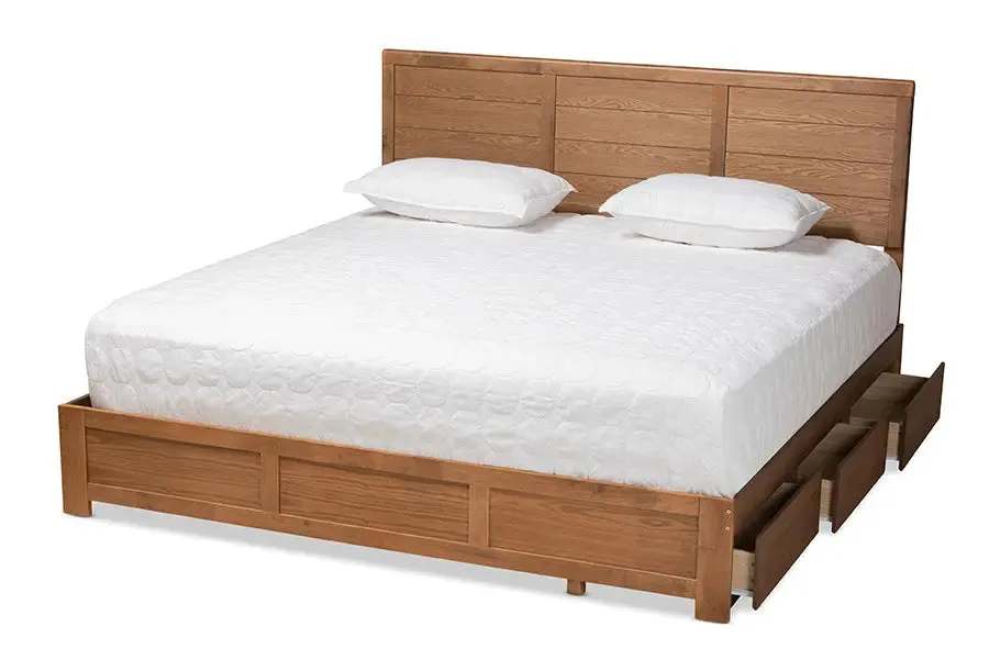 Mellisa Ash Walnut Brown Finished Wood 3-Drawer Platform Storage Bed (King)
