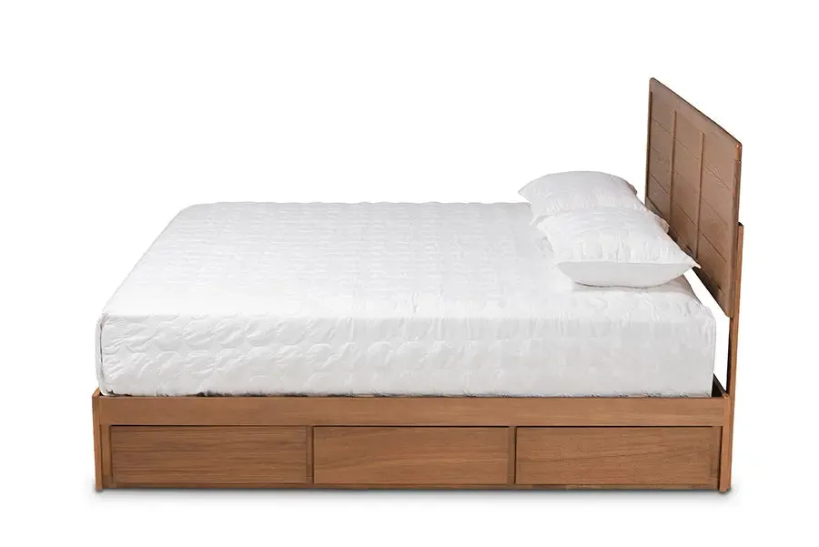 Mellisa Ash Walnut Brown Finished Wood 3-Drawer Platform Storage Bed (King)