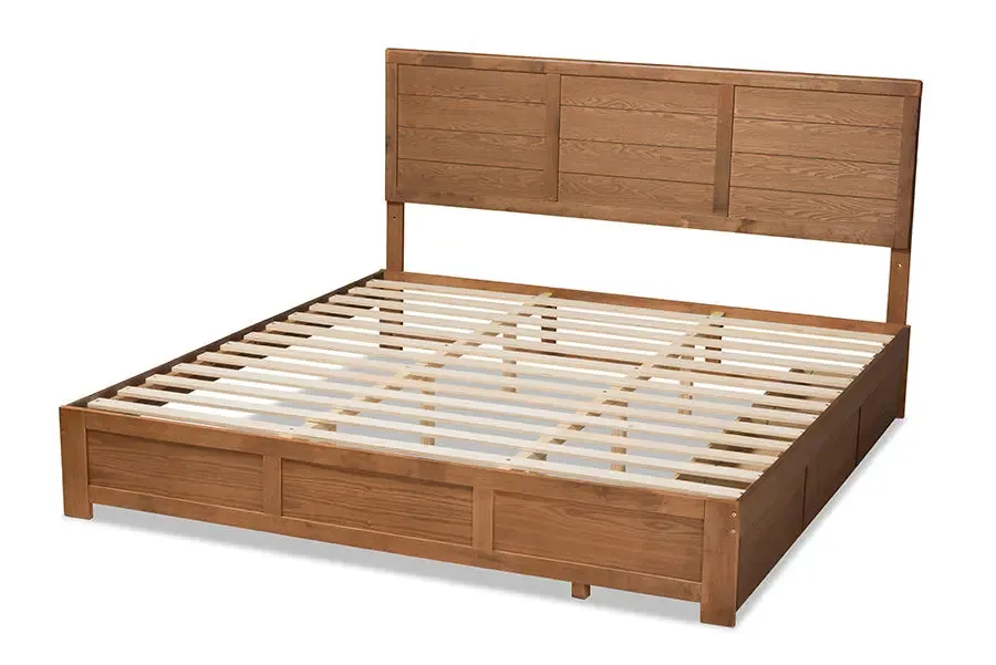 Mellisa Ash Walnut Brown Finished Wood 3-Drawer Platform Storage Bed (King)