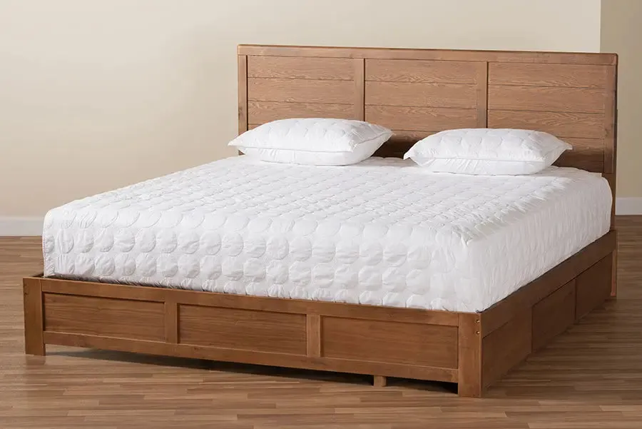 Mellisa Ash Walnut Brown Finished Wood 3-Drawer Platform Storage Bed (King)