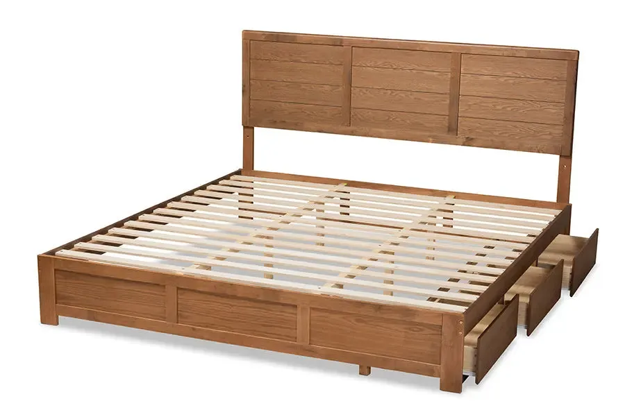 Mellisa Ash Walnut Brown Finished Wood 3-Drawer Platform Storage Bed (King)