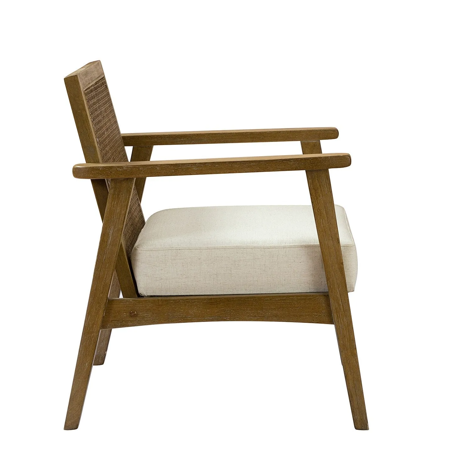 Mid Century Modern Upholstered Lounge Armchair with Mesh Back