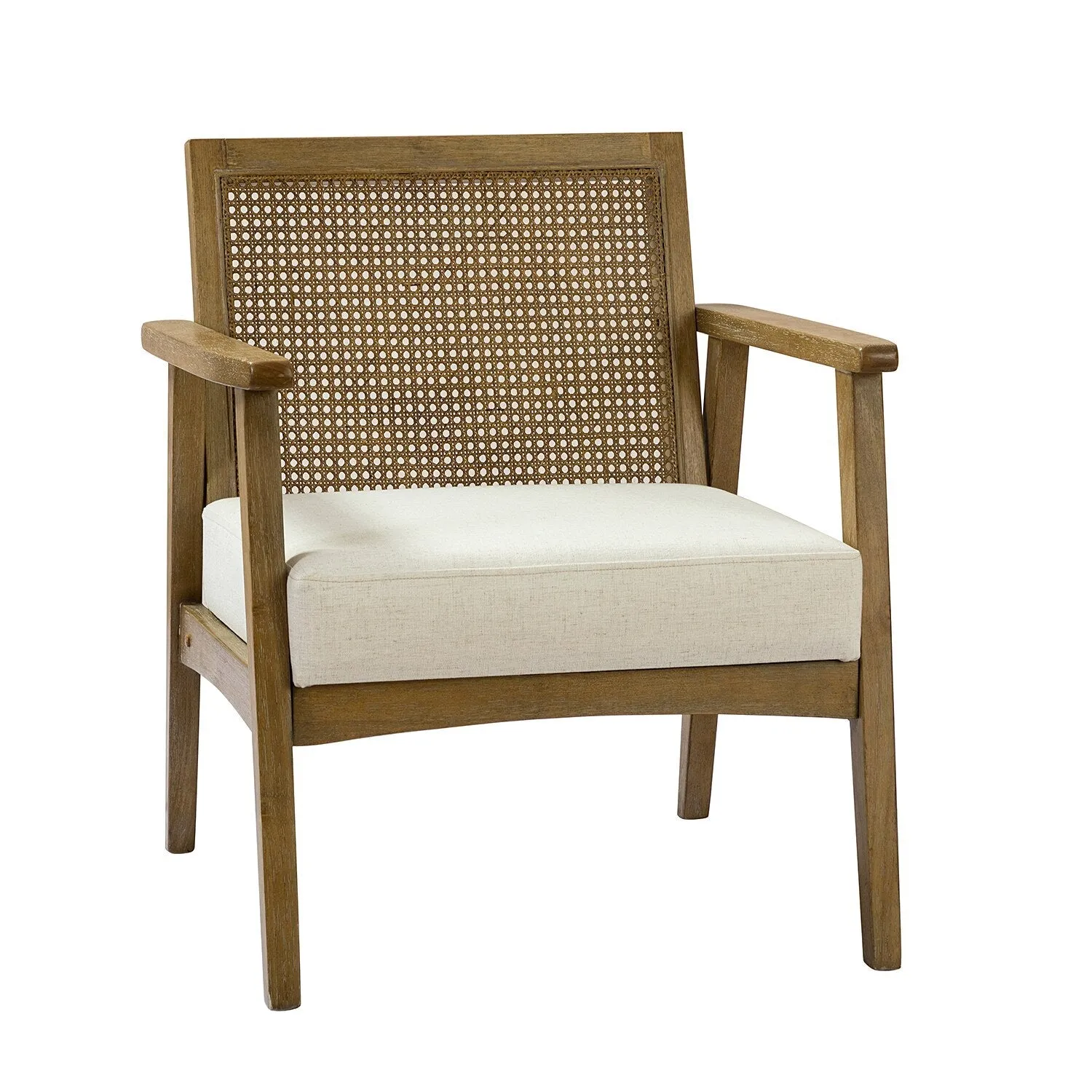Mid Century Modern Upholstered Lounge Armchair with Mesh Back