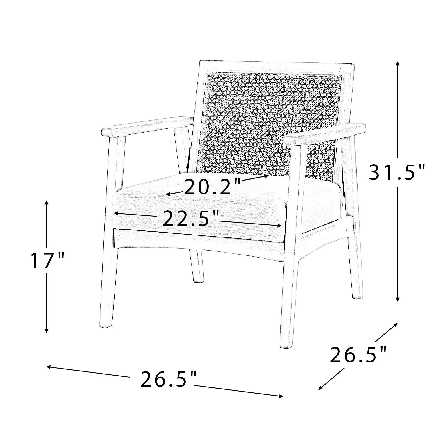 Mid Century Modern Upholstered Lounge Armchair with Mesh Back
