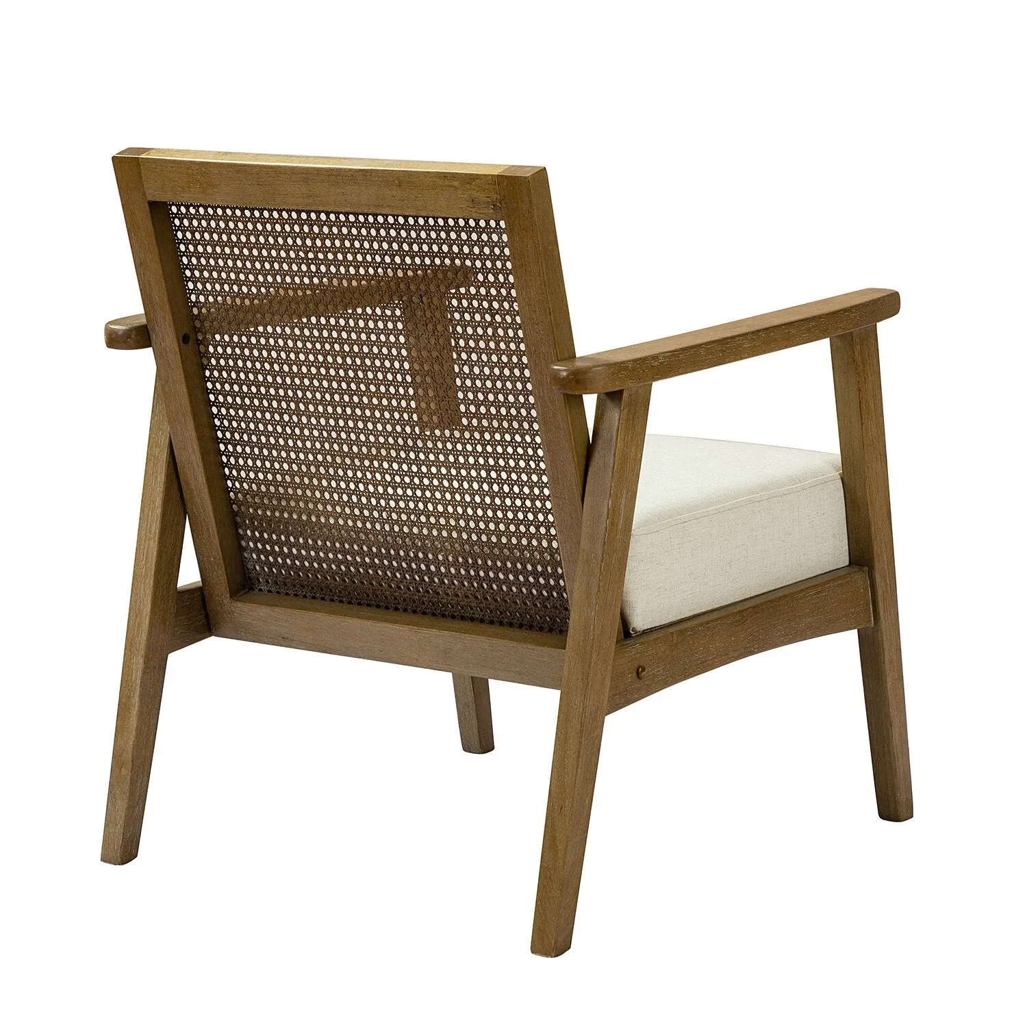 Mid Century Modern Upholstered Lounge Armchair with Mesh Back