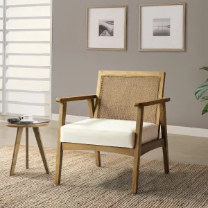 Mid Century Modern Upholstered Lounge Armchair with Mesh Back