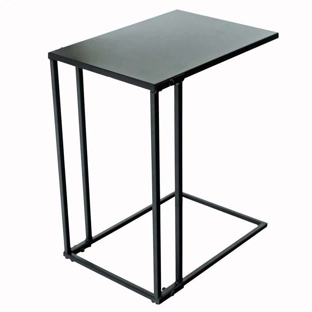 Mp Wood Furniture Sofa Side Table Metal Snack Laptop C Shape End Table Coffee Table for Living Room, Black