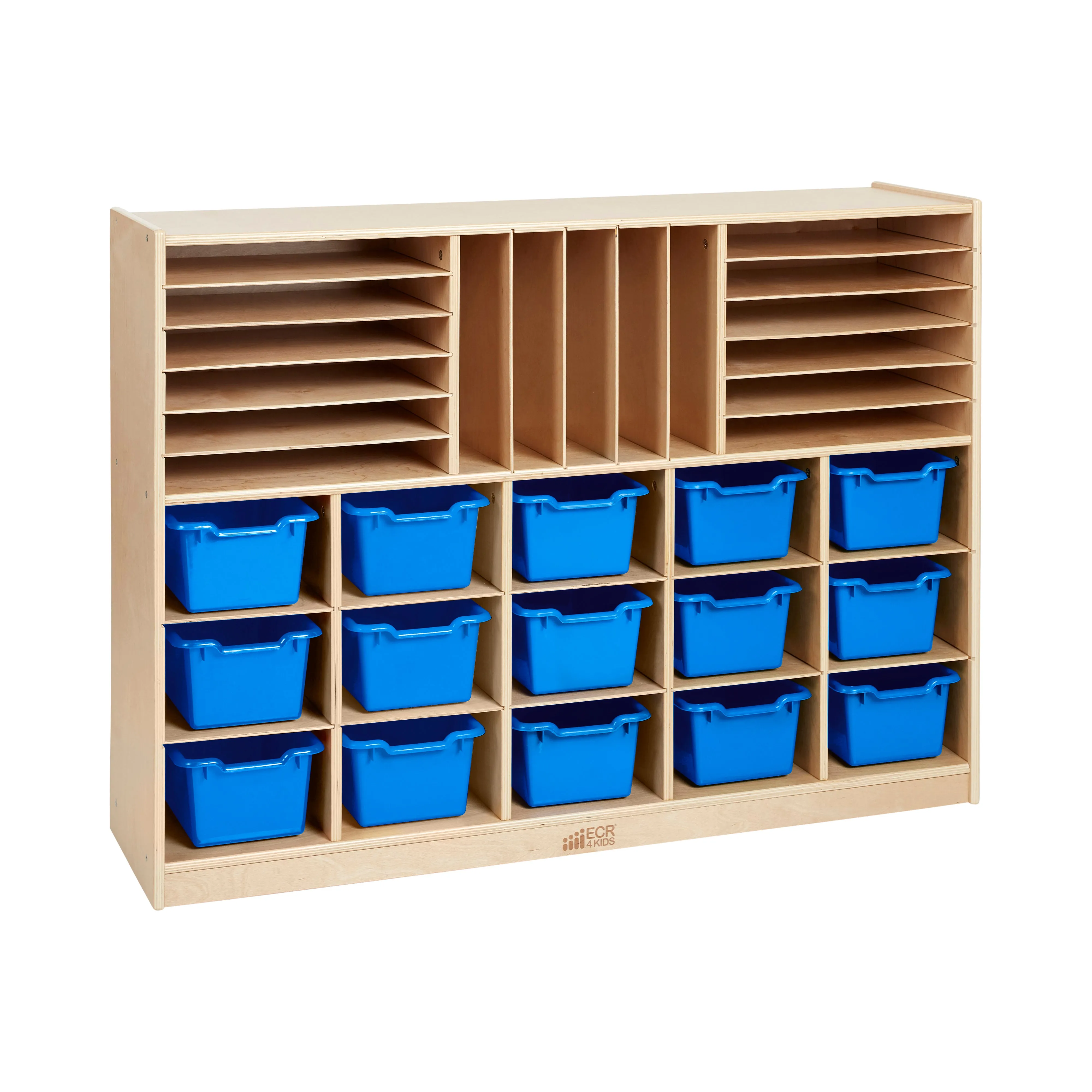 Multi-Section Mobile Cabinet with 15 Scoop Front Storage Bins