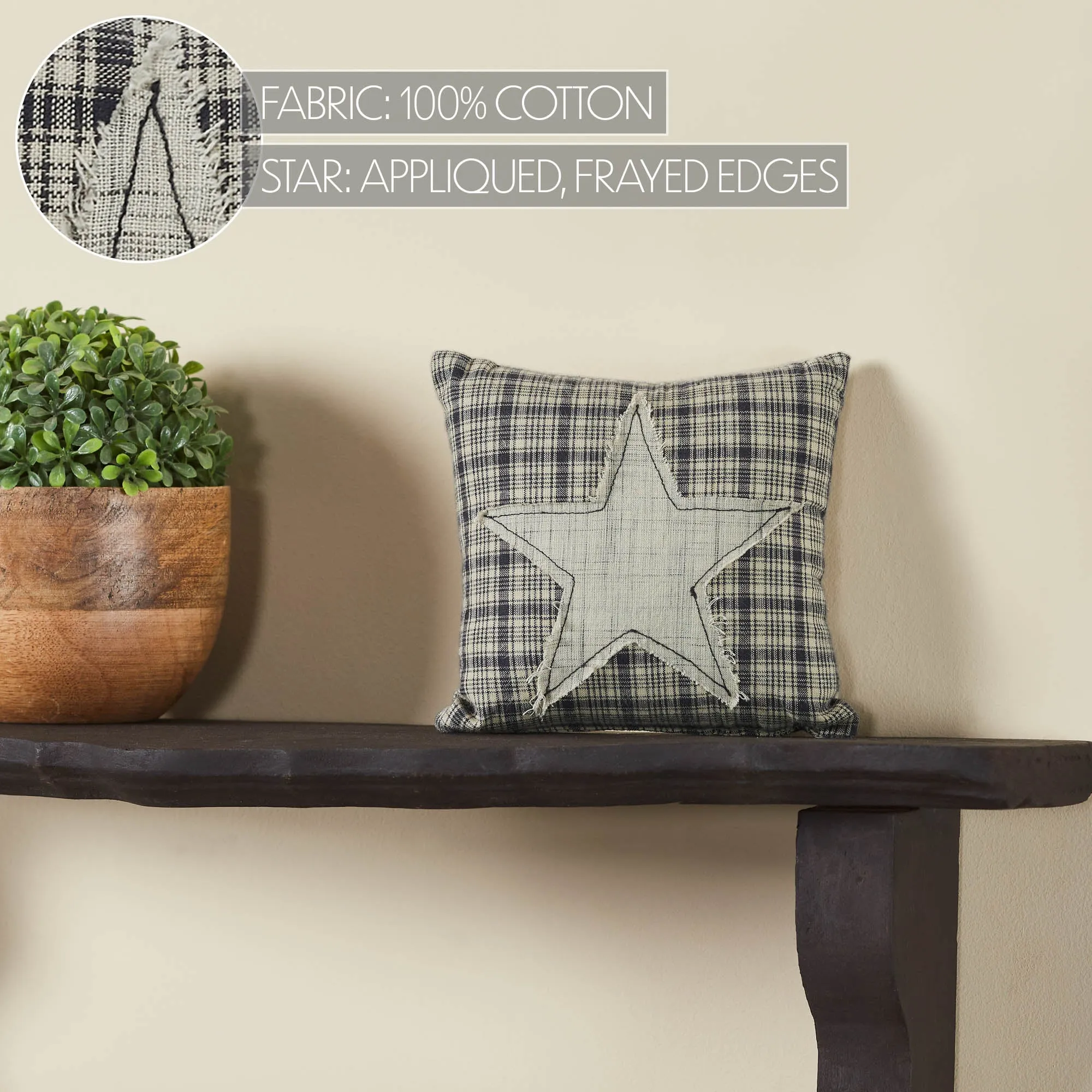 My Country Applique Star Pillow 6x6