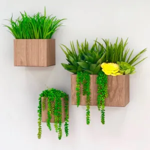 Nasra Hanging Wooden Brown Shelves Set