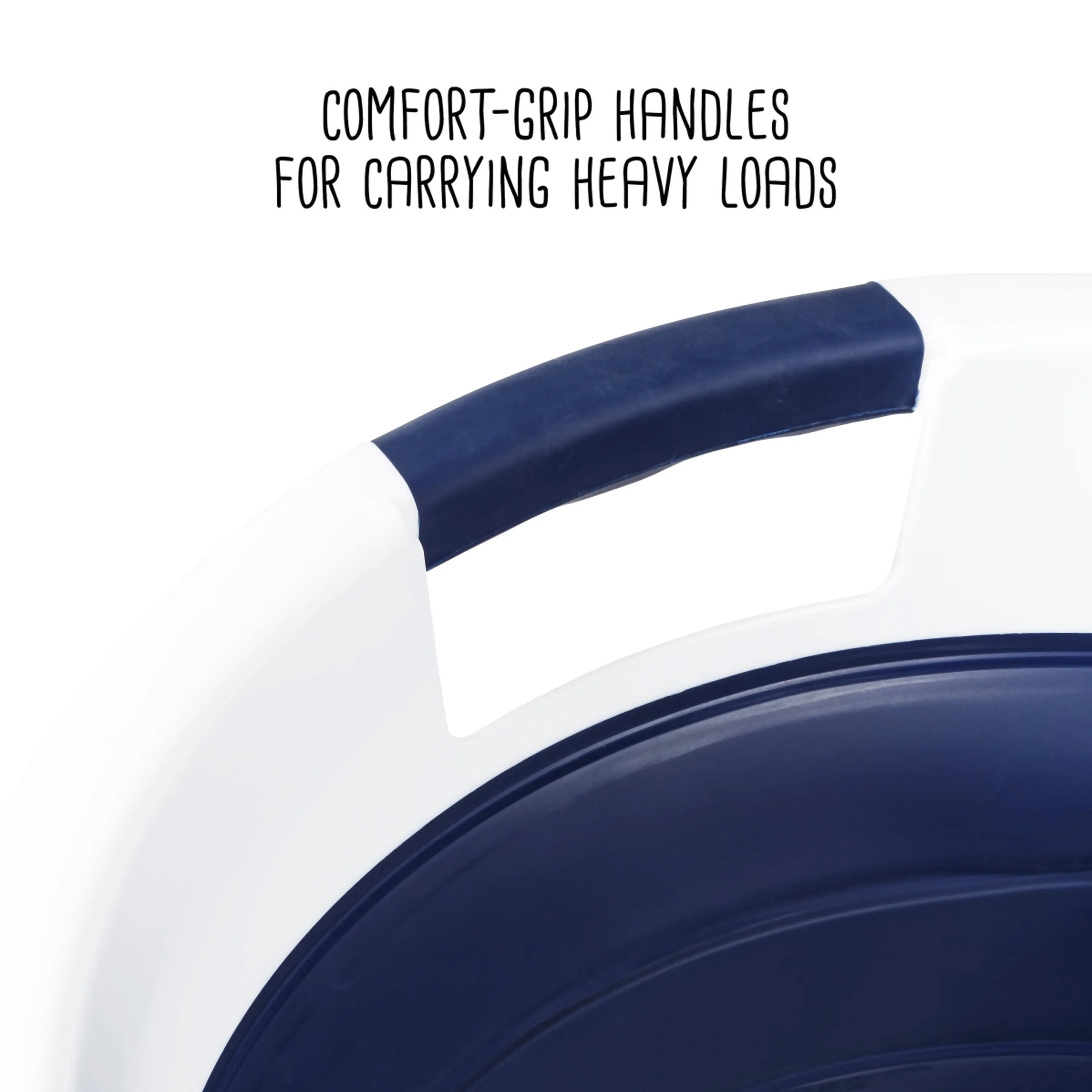 Navy Blue/White Collapsible Rubber Laundry Baskets (Set of 2)