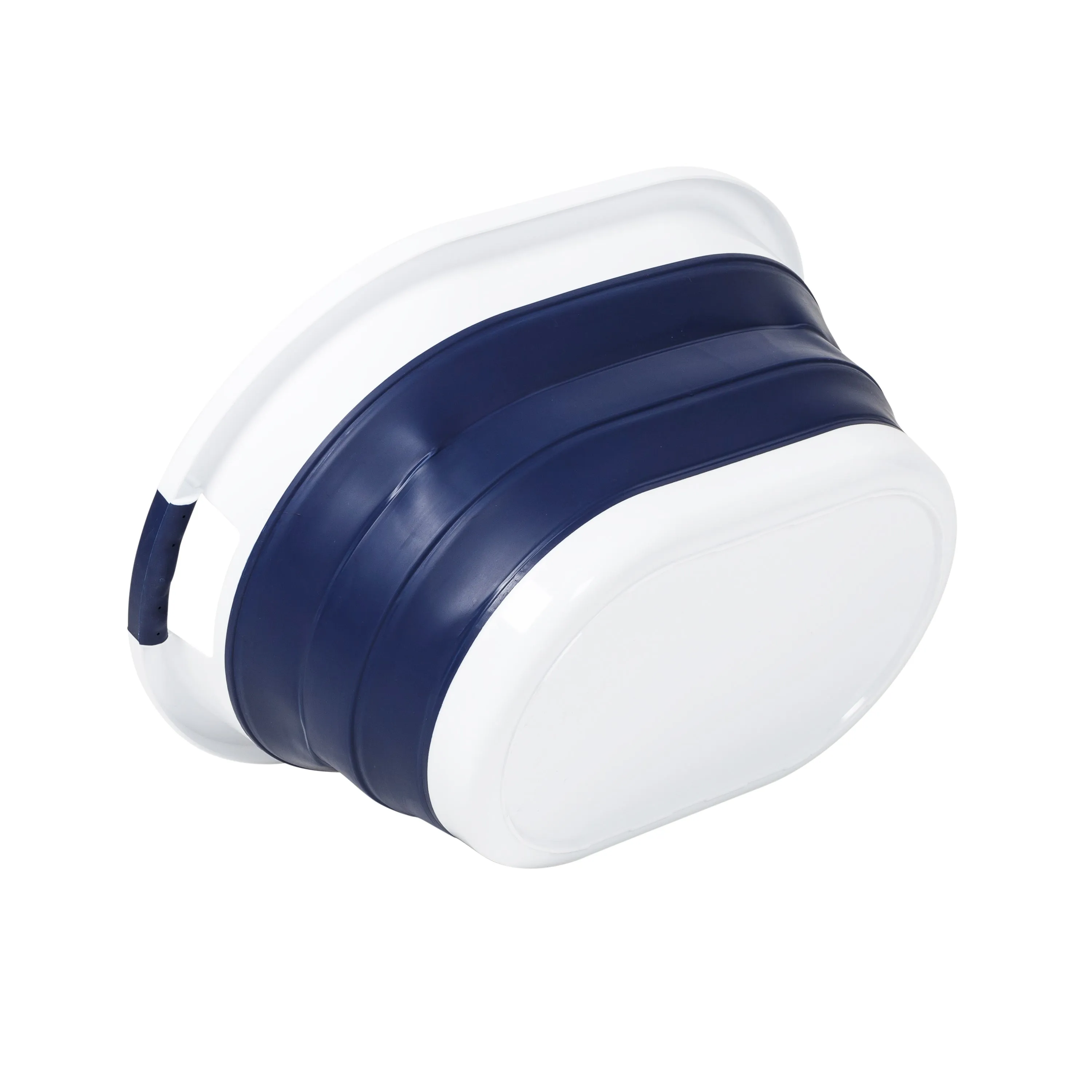 Navy Blue/White Collapsible Rubber Laundry Baskets (Set of 2)