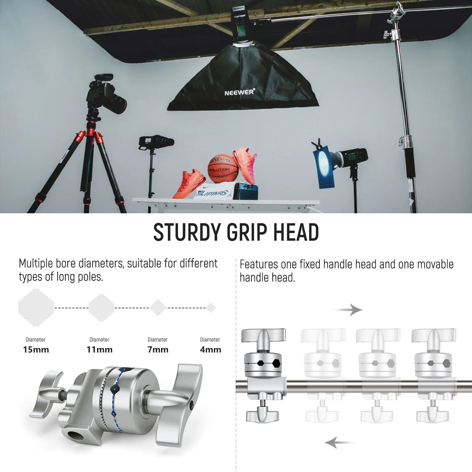 NEEWER 10.13ft/309cm Stainless Steel C Stand with Boom Arm & Sliding Legs