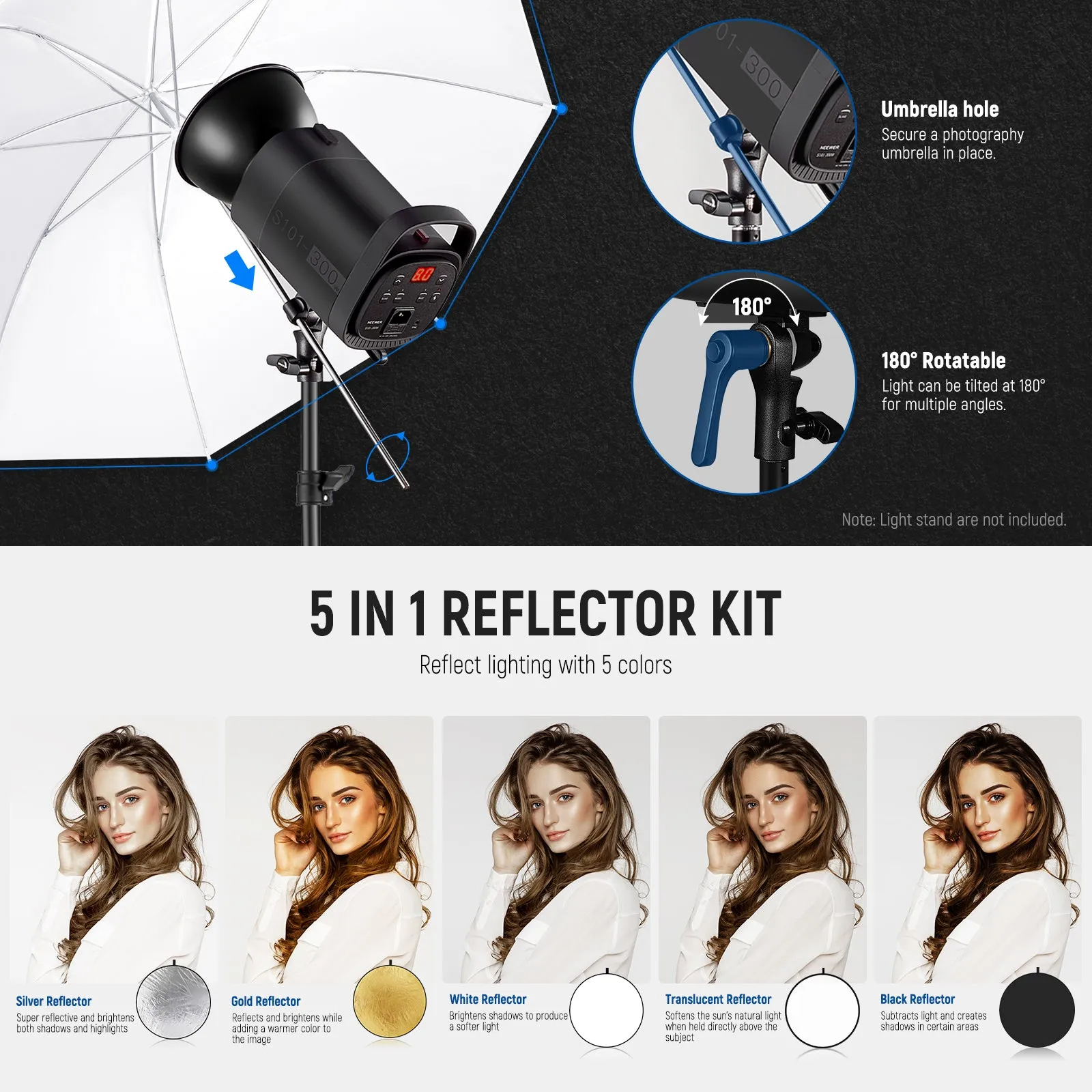 NEEWER 600W Photography Studio Strobe Flash Kit
