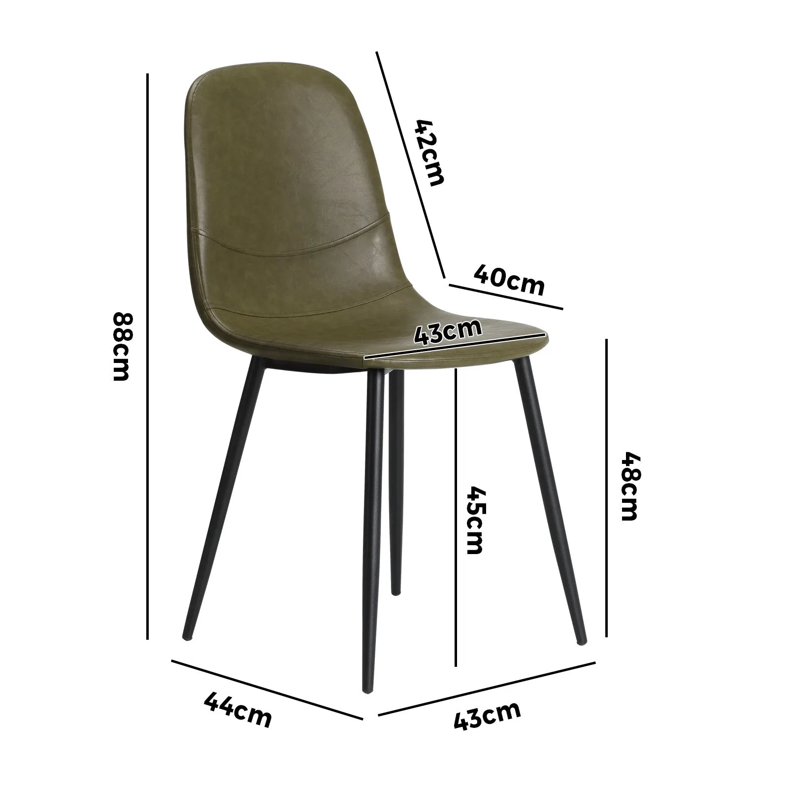 Oikiture 2x Dining Chairs Kitchen Accent Chair Lounge Room PU Leather Green