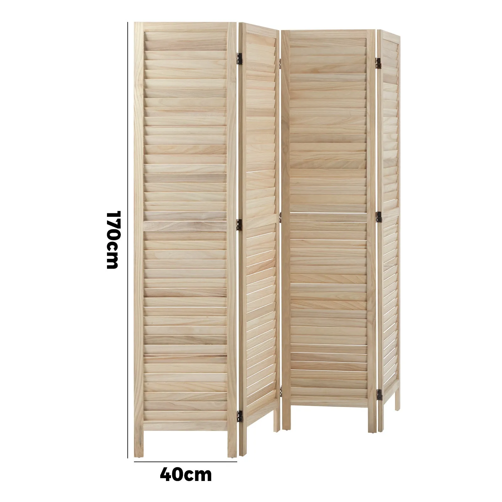 Oikiture 4 Panel Room Divider Privacy Screen Partition Timber Wooden Natural